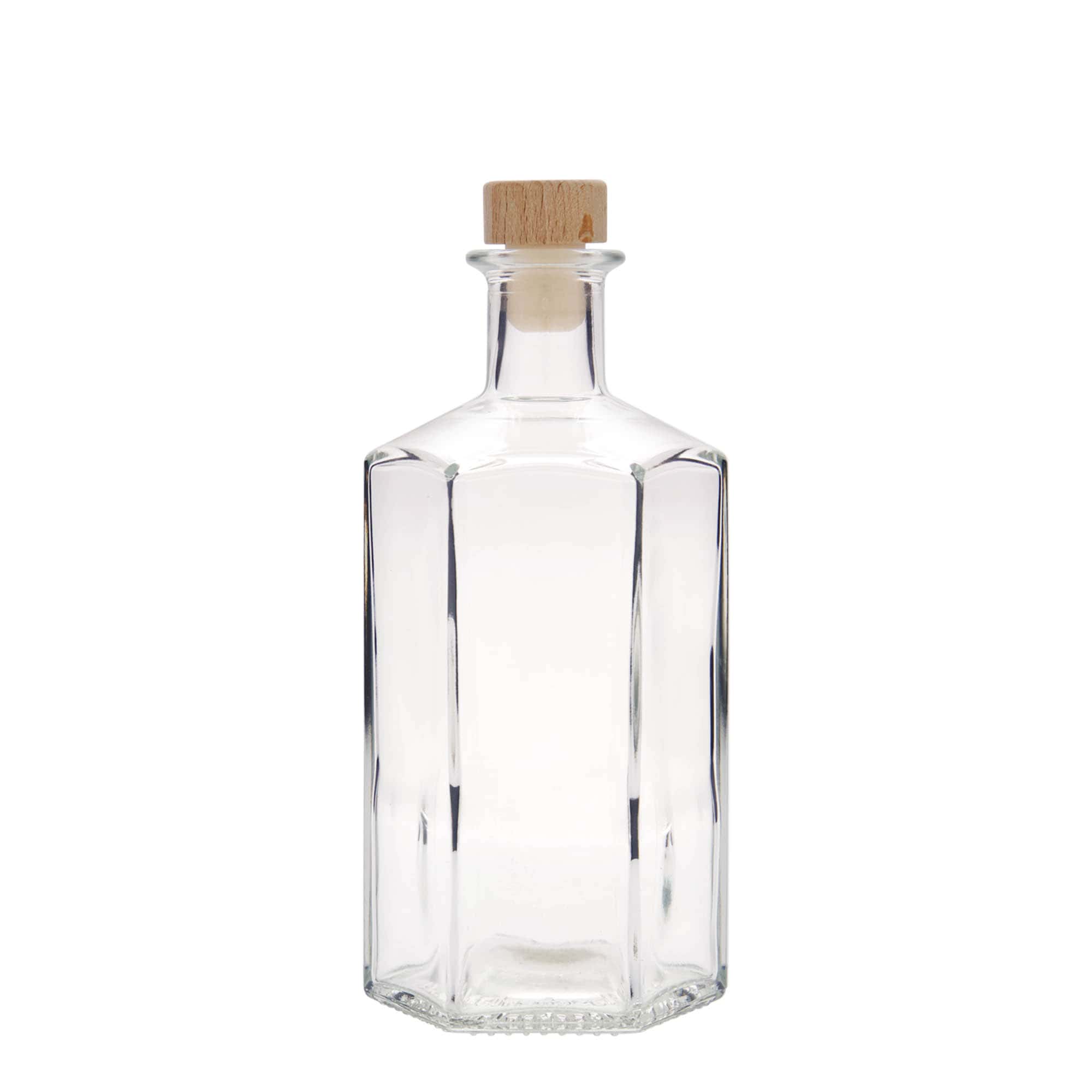 500 ml skleněná láhev lékárníka „Jimmy“, šestihranná, hrdlo: korkové
