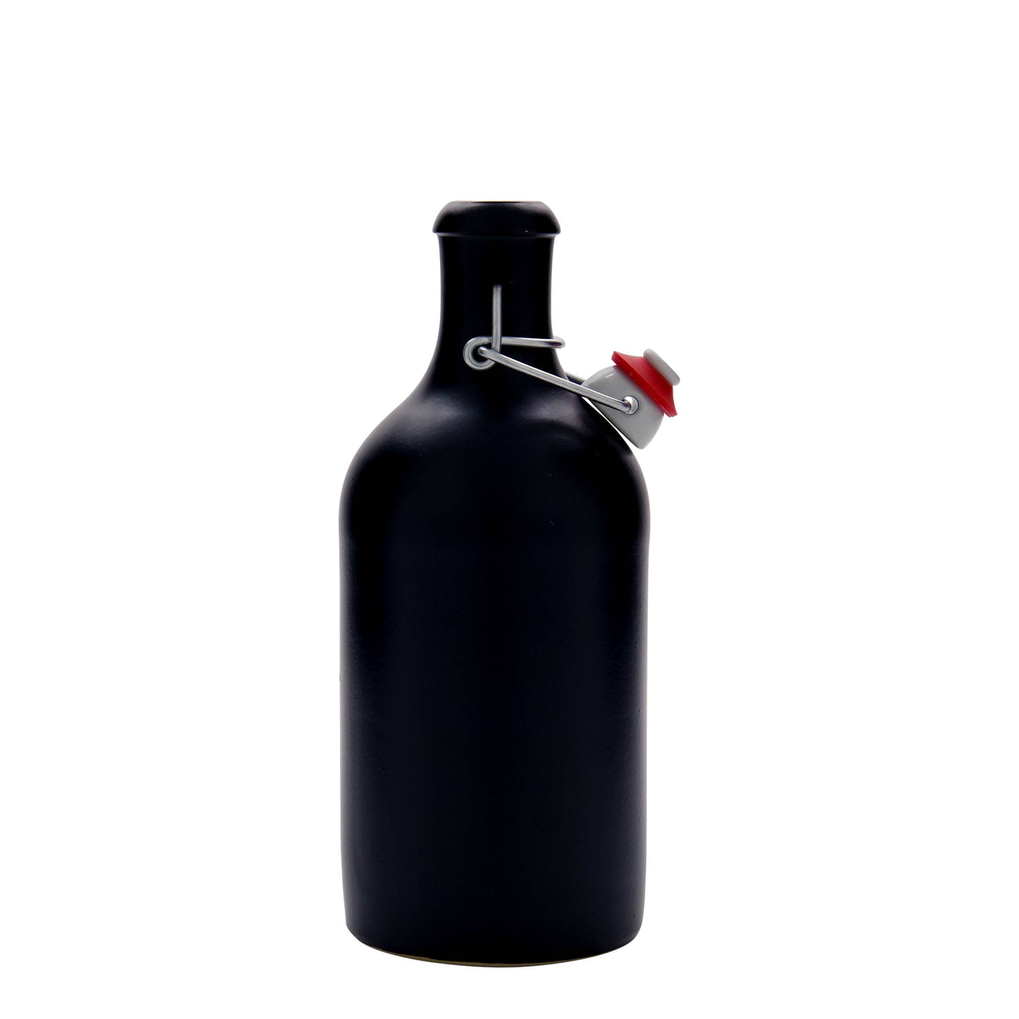 Hliněný džbán 500 ml, keramika, černý, uzávěr: třmenový uzávěr