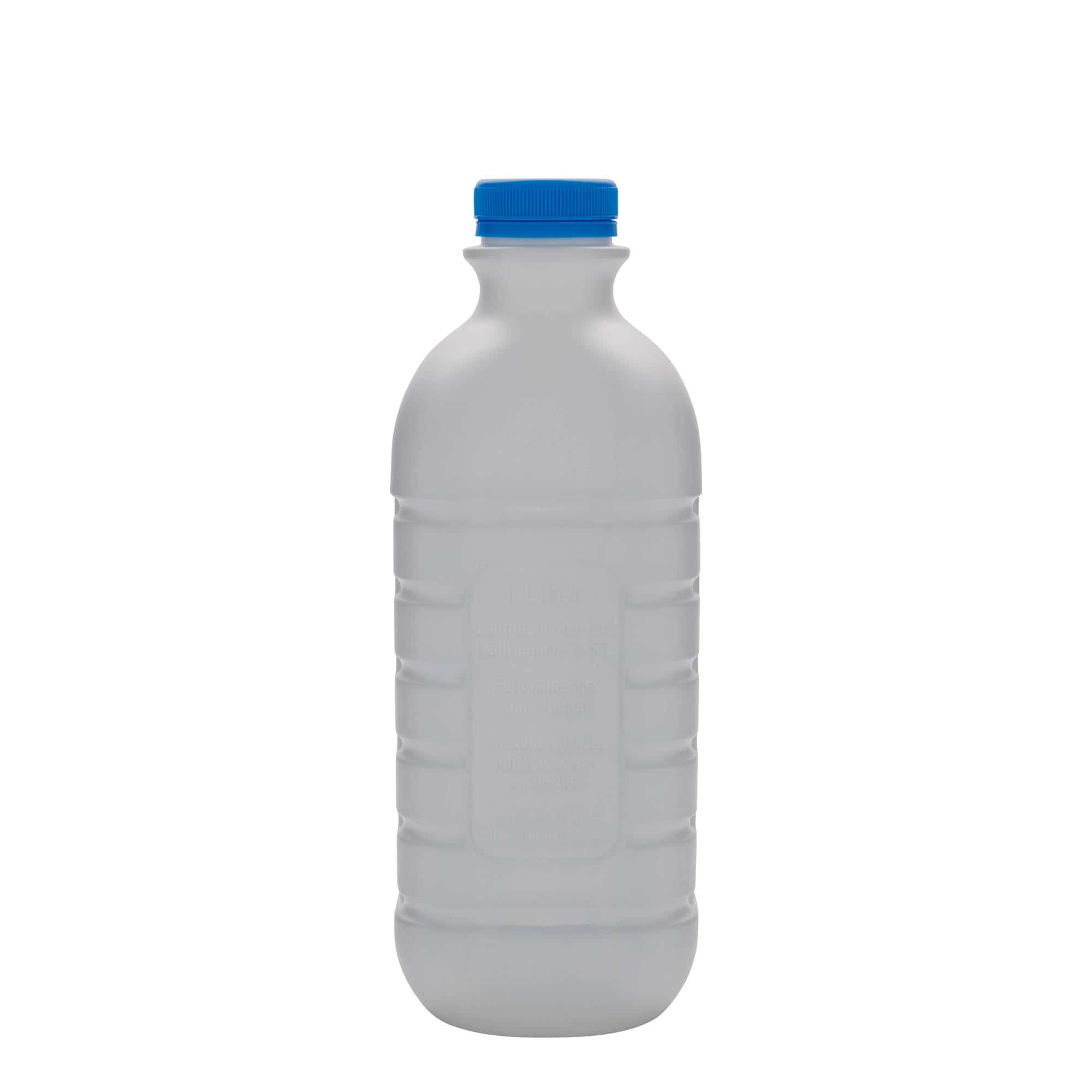 Lahev na mléko 1000 ml, hranatá, plast HDPE, přírodní, uzávěr: PEHD40