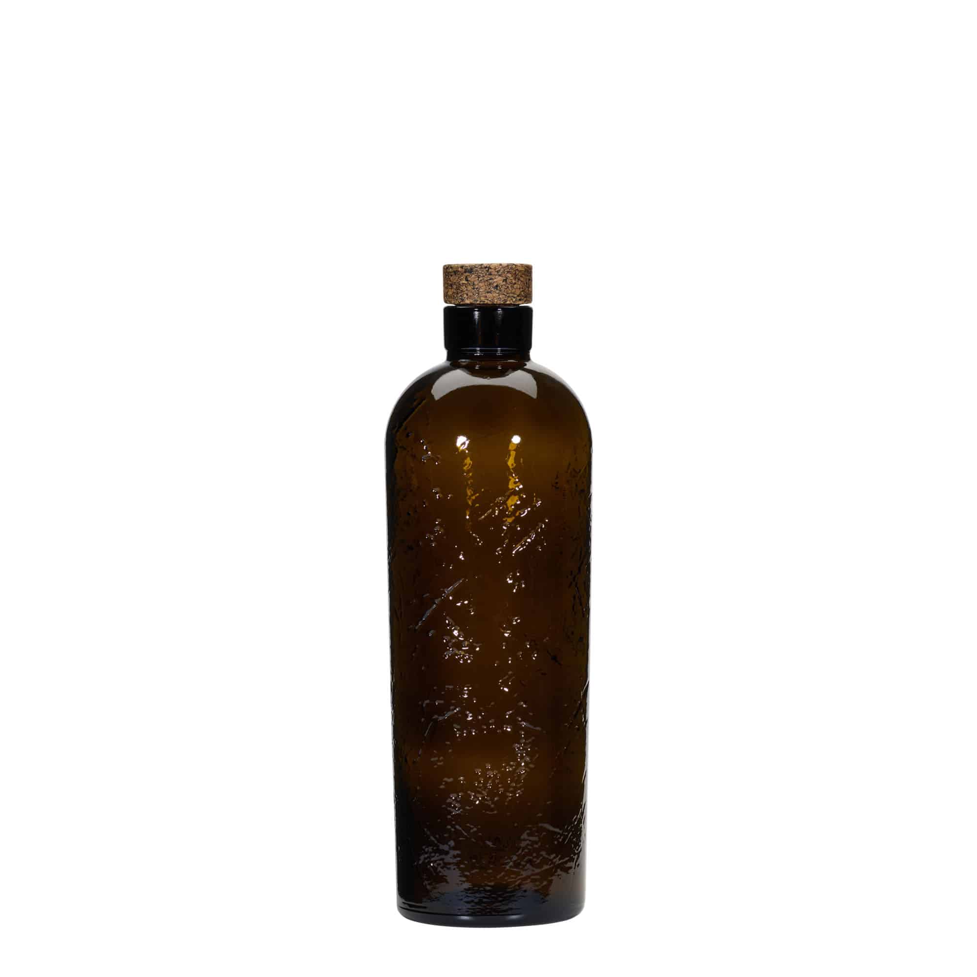 700 ml divoce vyráběná skleněná láhev 'Natural', hnědá, hrdlo: korek
