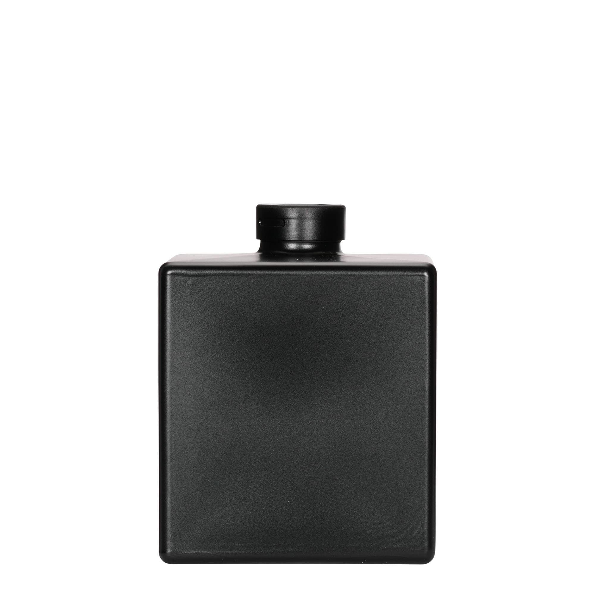 500 ml skleněná láhev 'Cube', čtvercová, černá, hrdlo: korek
