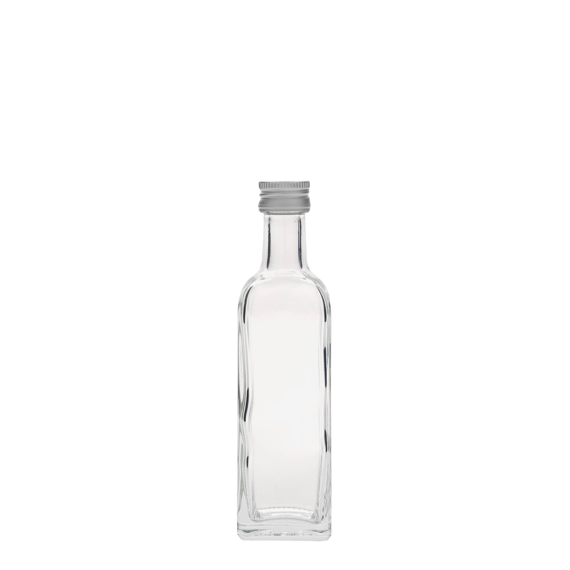 60 ml skleněná lahvička „Marasca“, čtvercová, hrdlo: PP 18