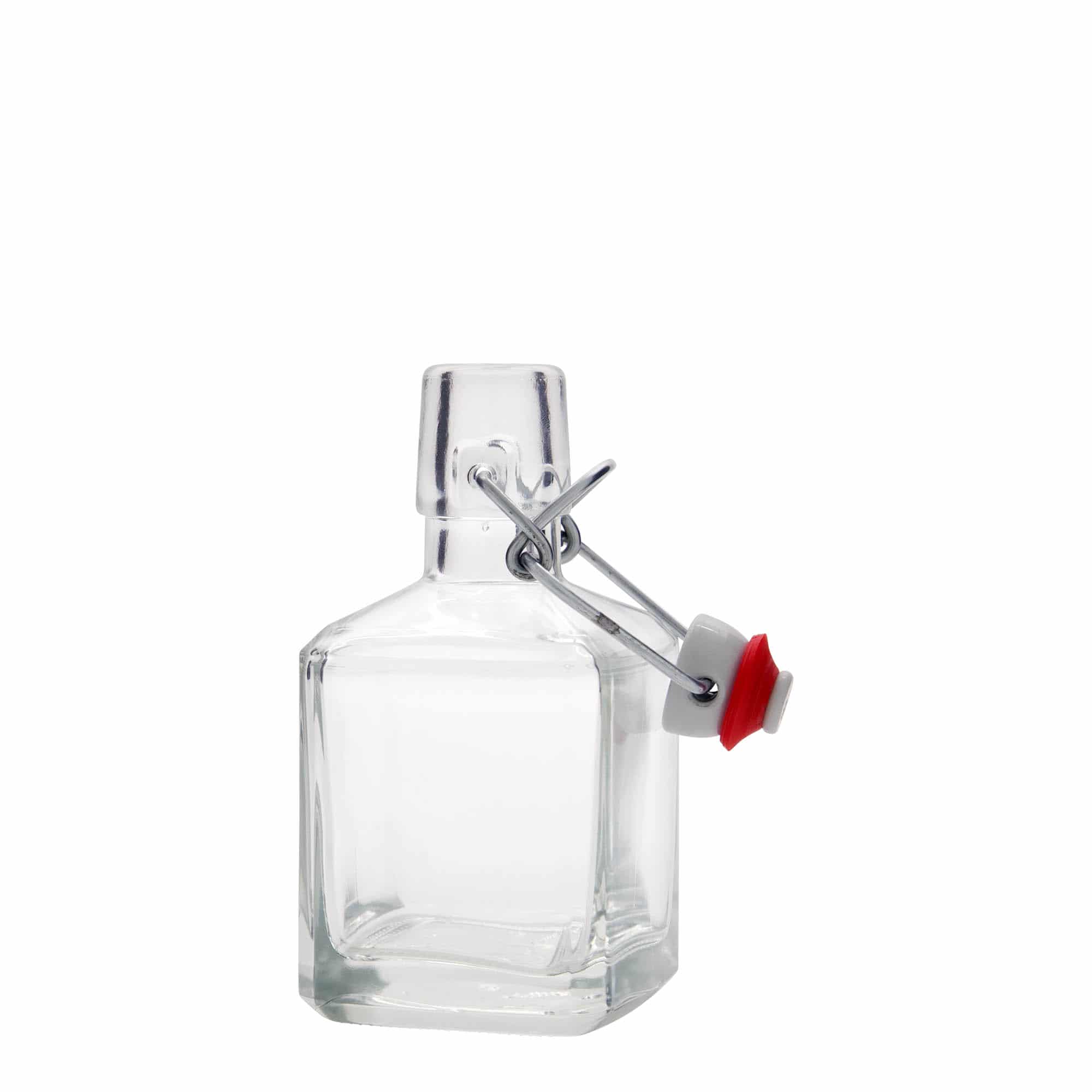 Skleněná lahev 200 ml 'Kubica', čtvercová, uzávěr: třmenový uzávěr