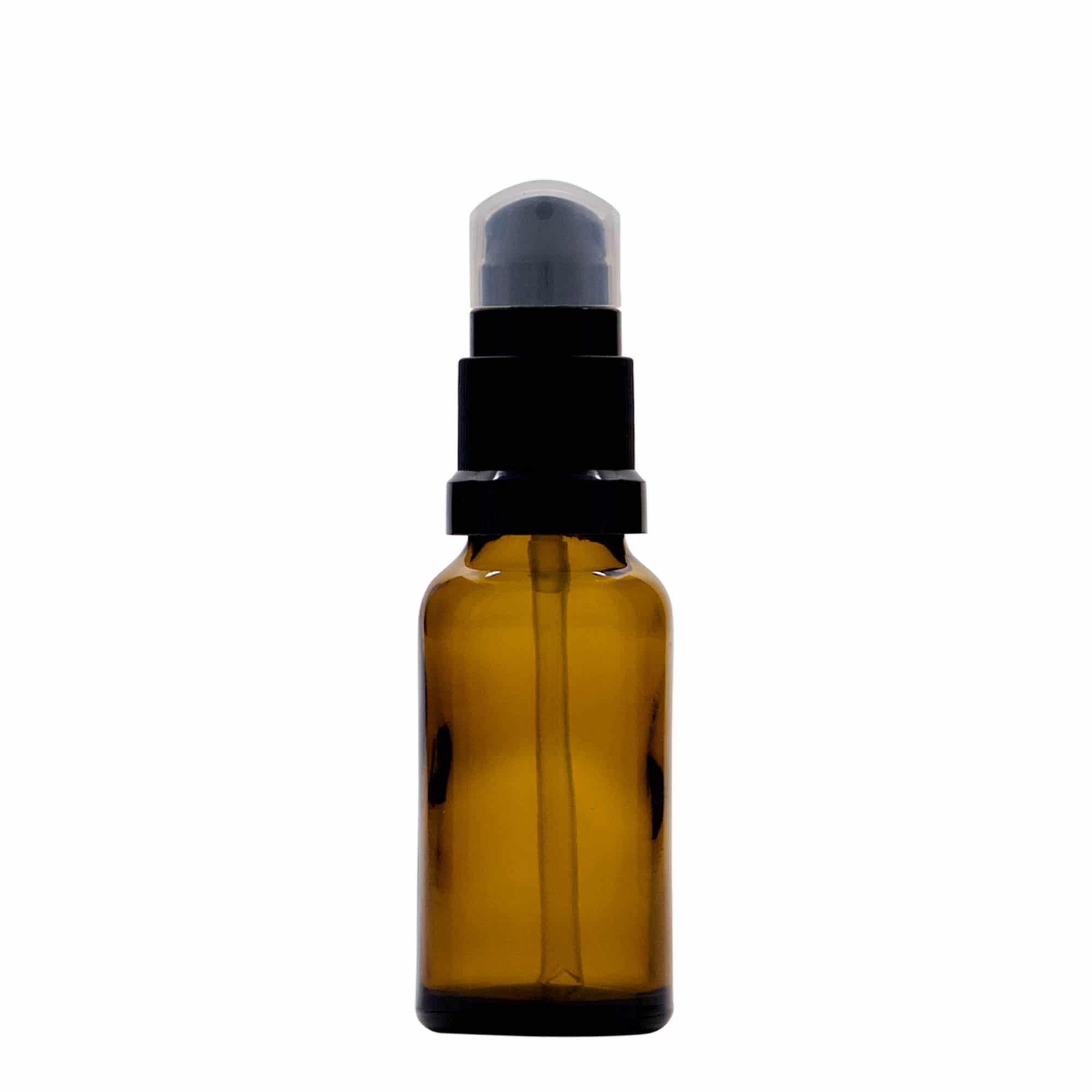 Lékovka s pumpičkou 20 ml, sklo, hnědá, ústí: DIN 18