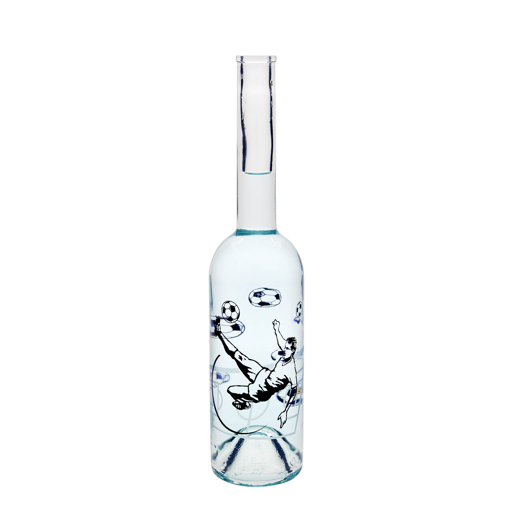500 ml skleněná láhev 'Opera', motiv: fotbalista, hrdlo: korek