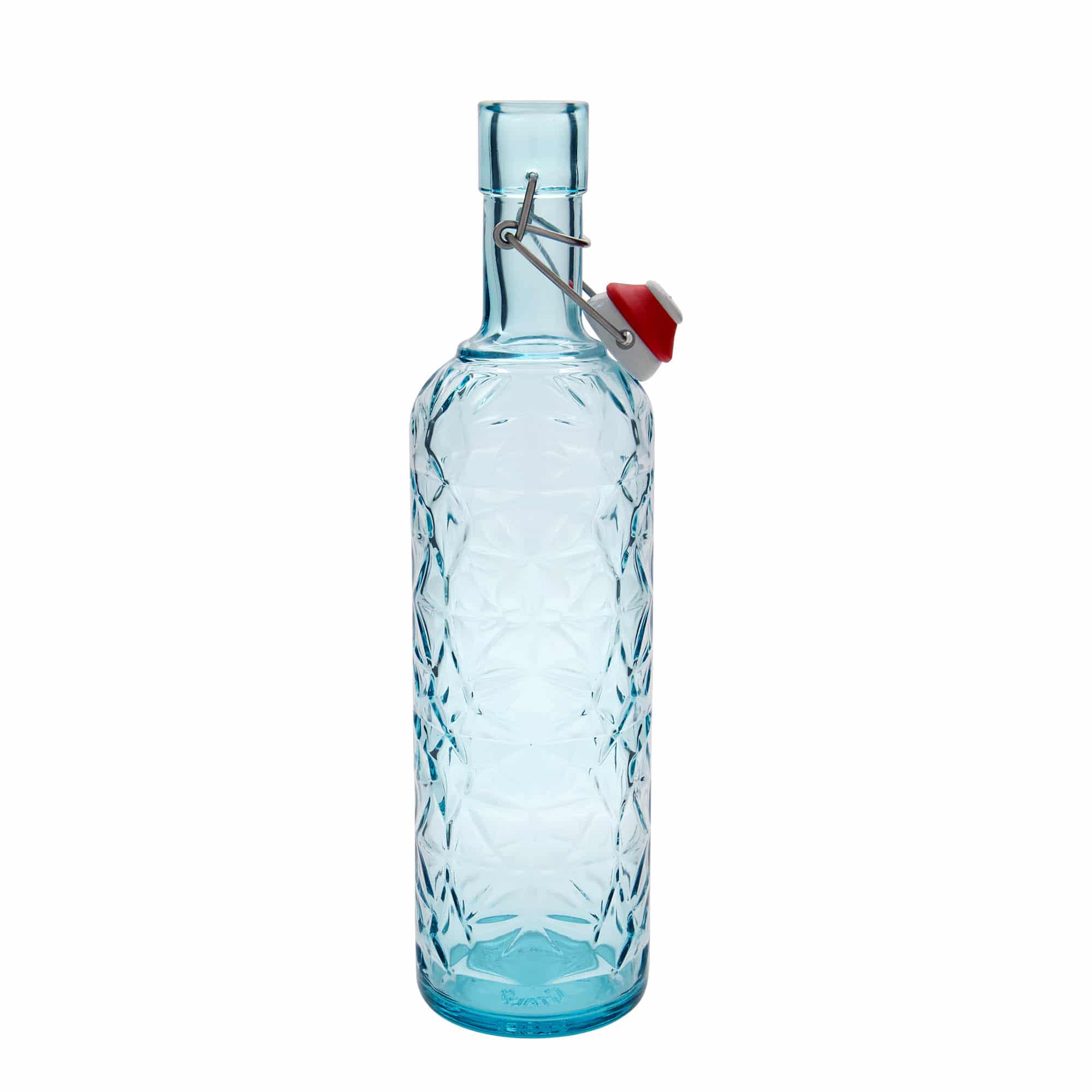 1.000 ml skleněná láhev 'Oriente', azurově modrá, hrdlo: uzávěr s pákou