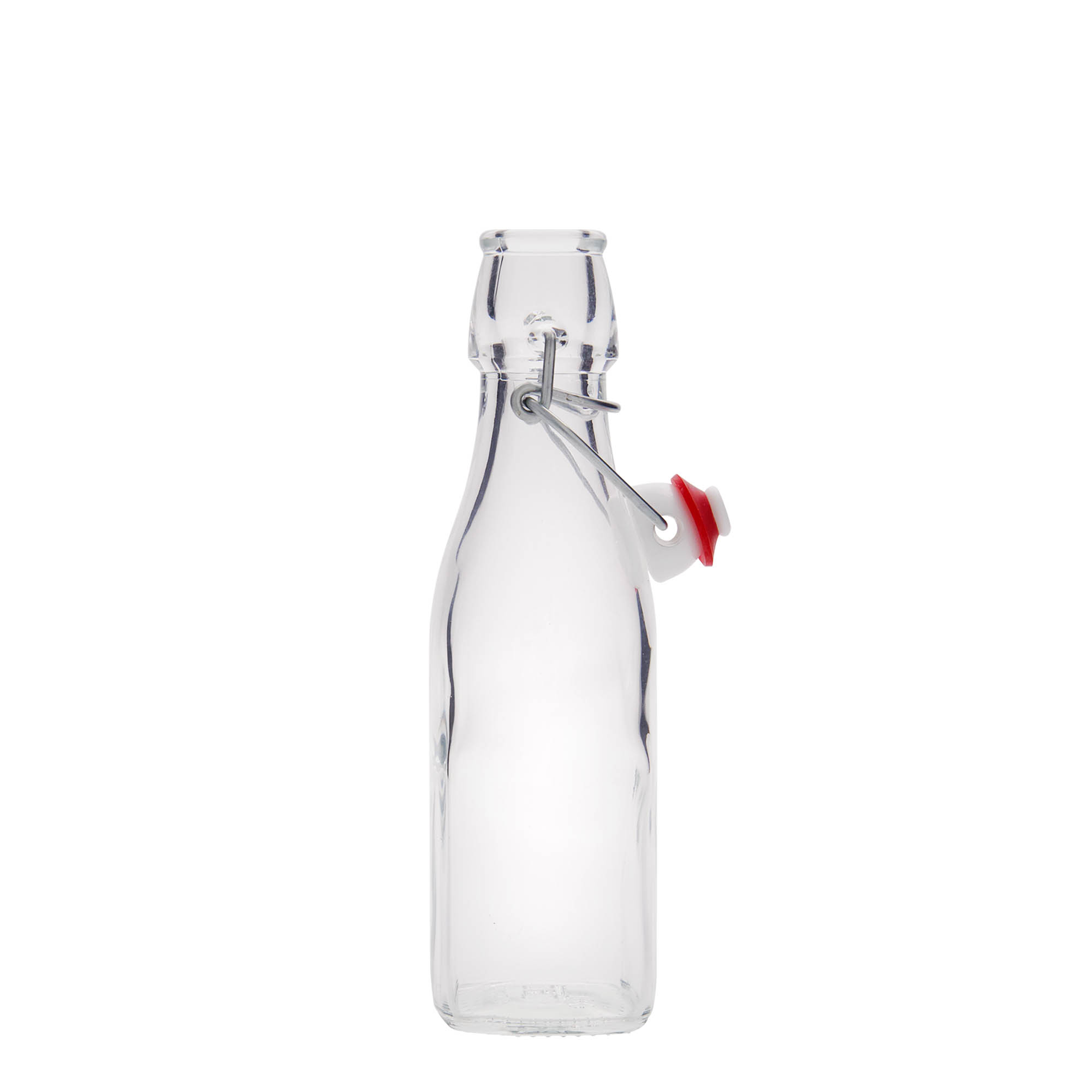 250 ml skleněná láhev „Swing, čtvercová, hrdlo: s klipem