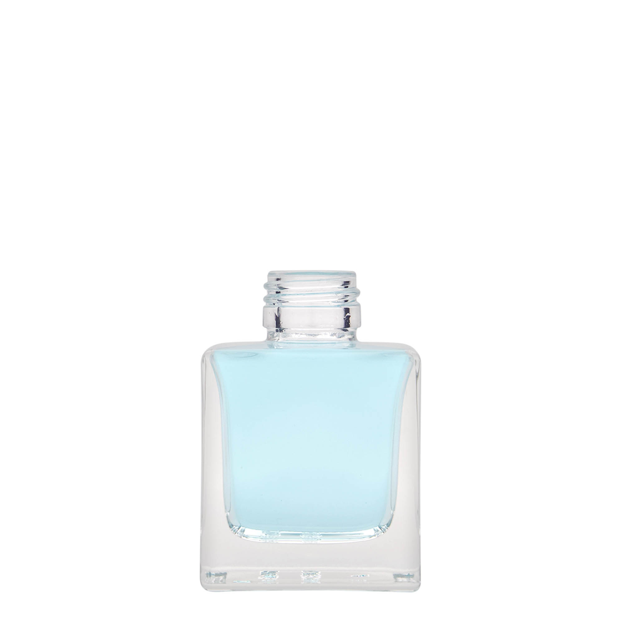 100 ml skleněná lahvička 'Cube', čtvercová, hrdlo: PP 28