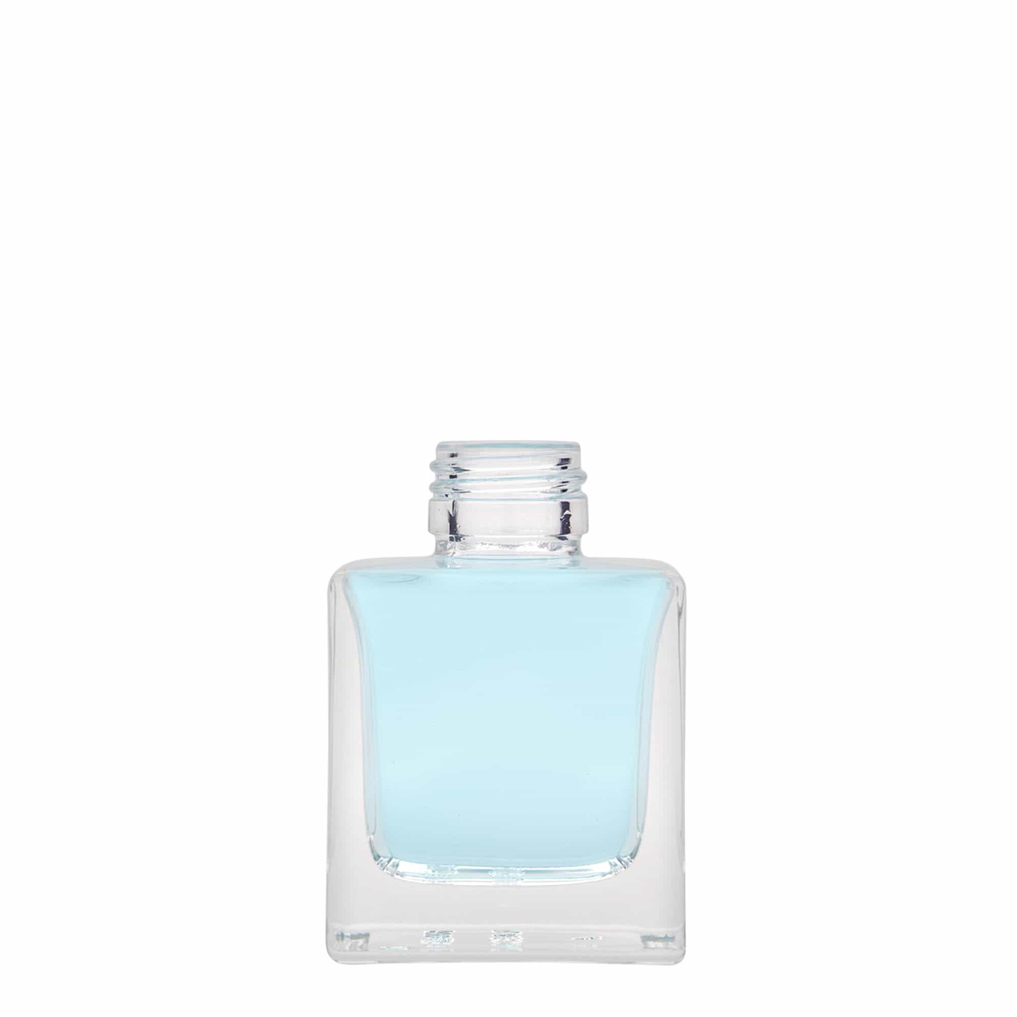 100 ml skleněná lahvička 'Cube', čtvercová, hrdlo: PP 28 100 ml skleněná lahvička 'Cube', čtvercová, hrdlo: PP 28