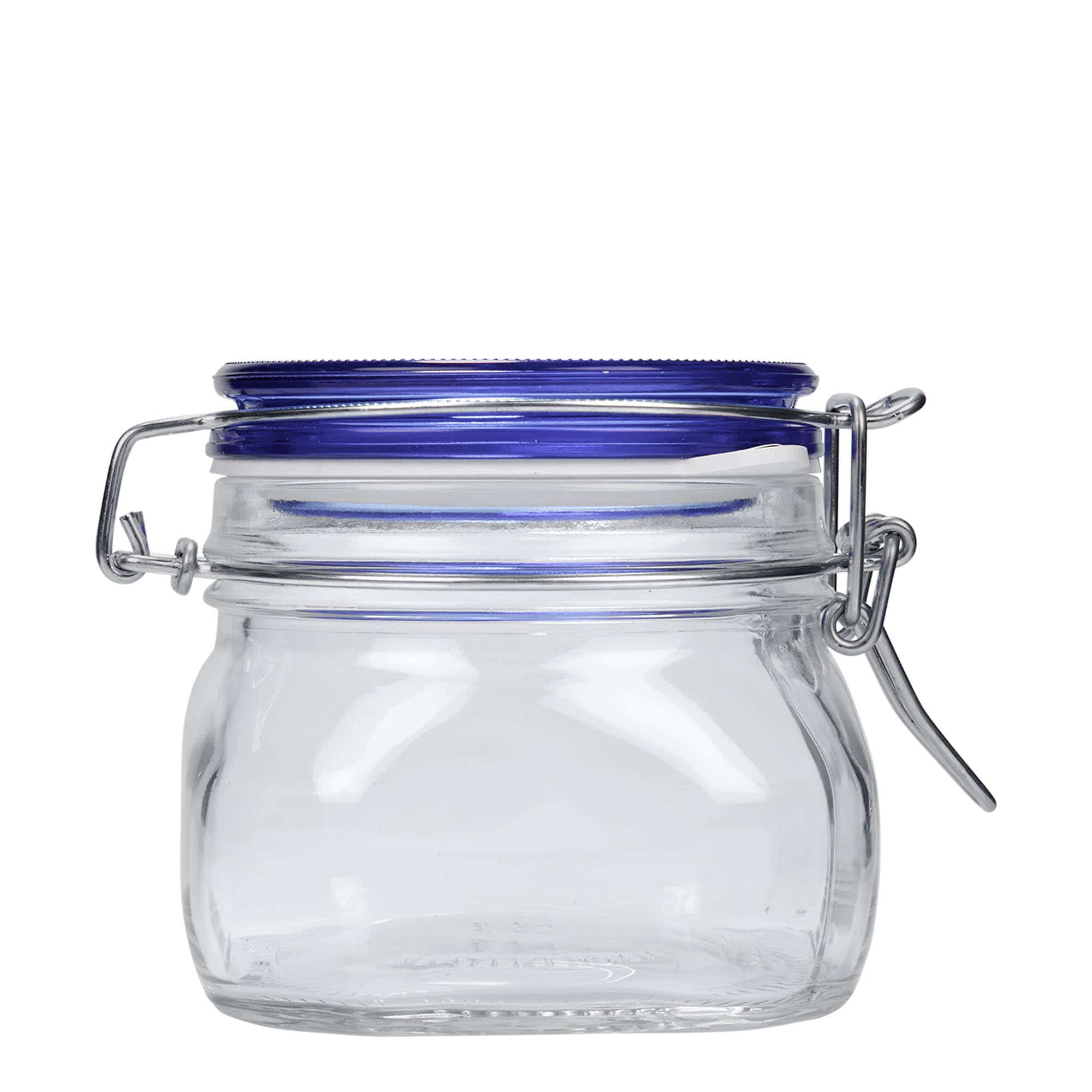 Sklenice s drátěným uzávěrem 500 ml 'Fido' Blue Top, čtvercová, uzávěr: drátěný uzávěr Sklenice s drátěným uzávěrem 500 ml 'Fido' Blue Top, čtvercová, uzávěr: drátěný uzávěr