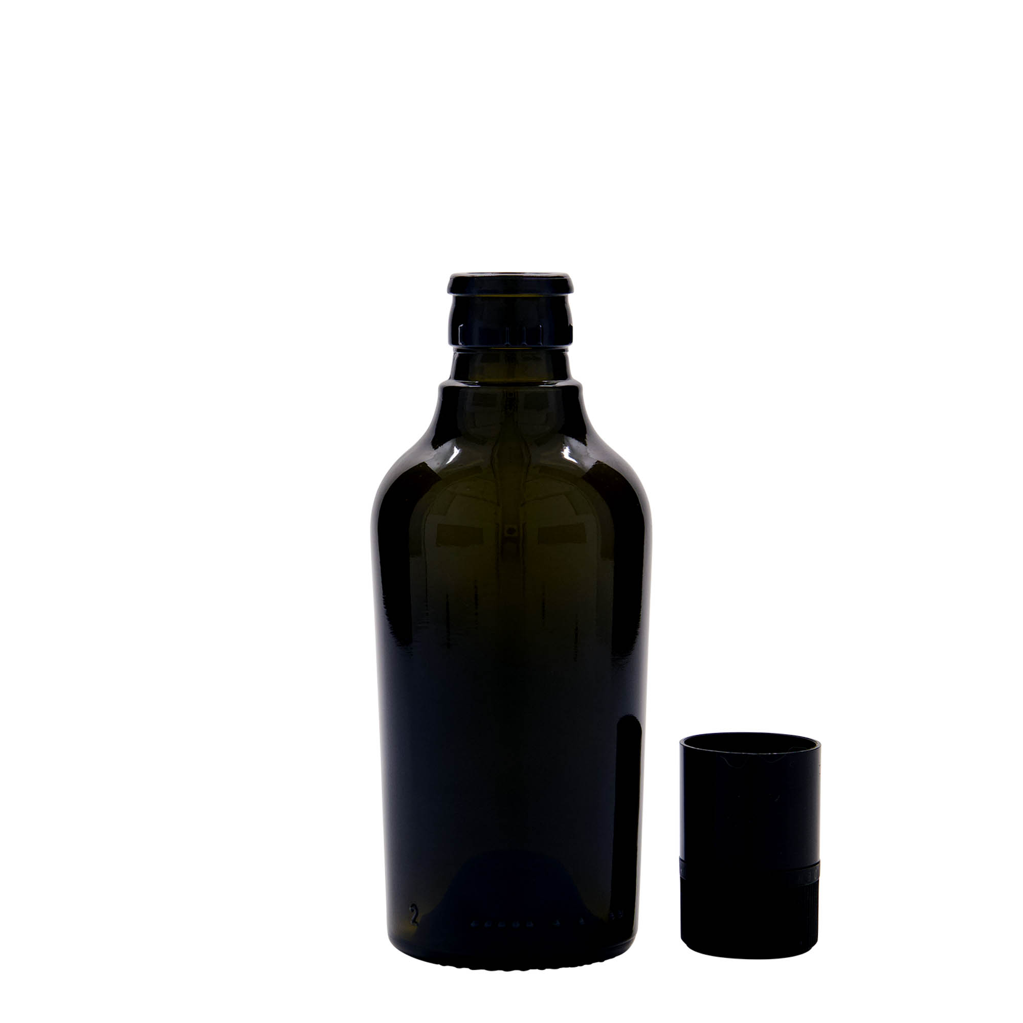 250 ml láhev na ocet/olej 'Oleum', sklo, antik zelená, hrdlo: DOP 250 ml láhev na ocet/olej 'Oleum', sklo, antik zelená, hrdlo: DOP