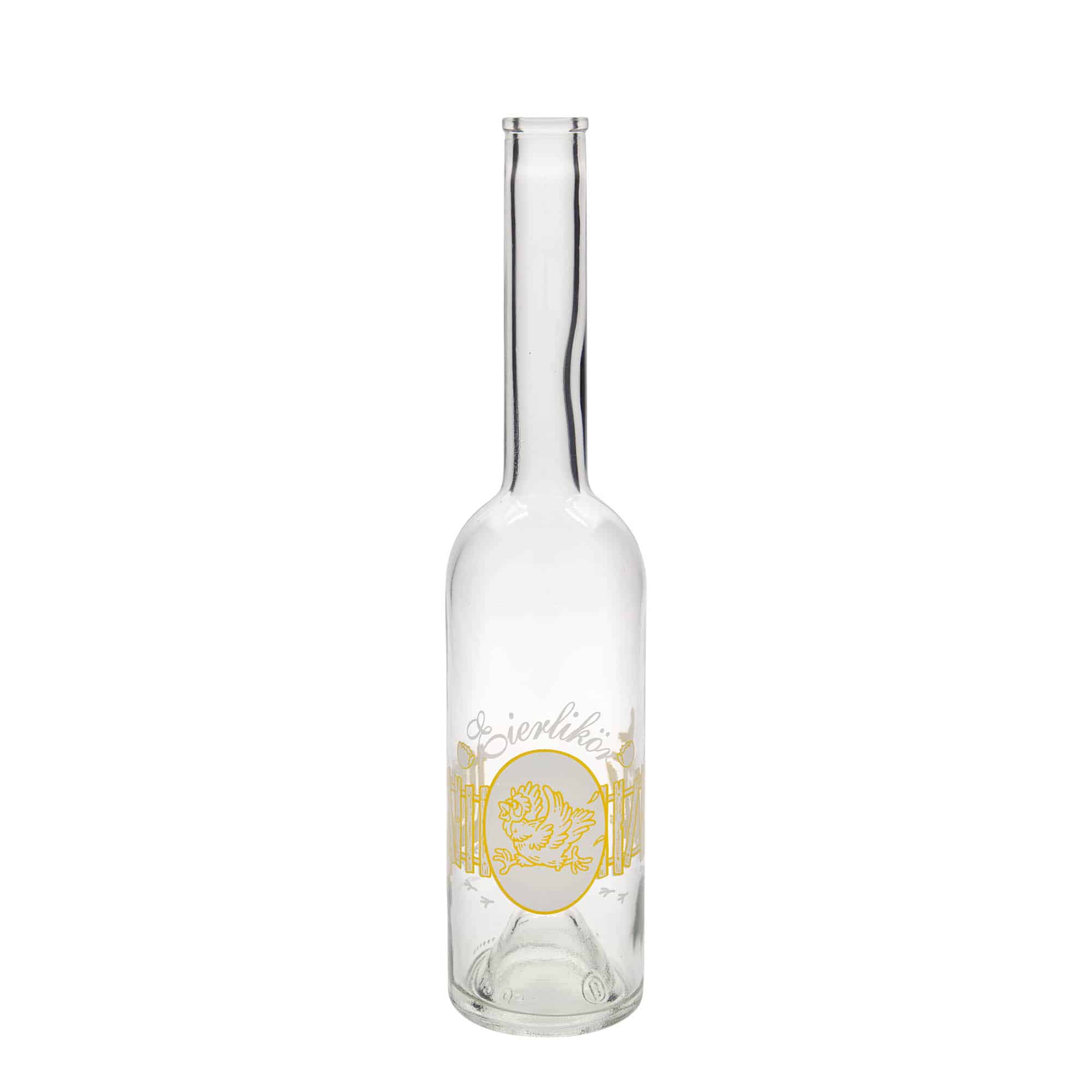 500 ml skleněná láhev „Opera“, motiv: vaječný likér, hrdlo: korek