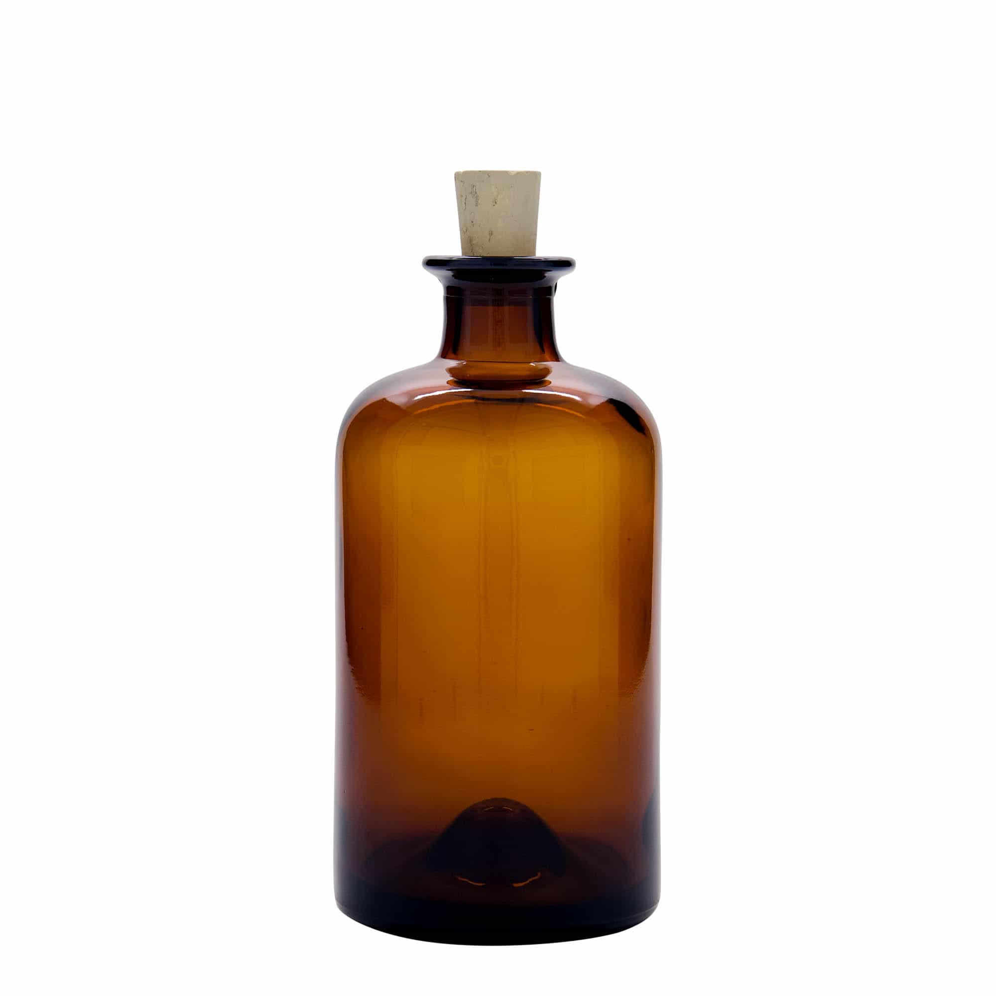 Skleněná lahev 500 ml lékárenská, hnědá, uzávěr: korek