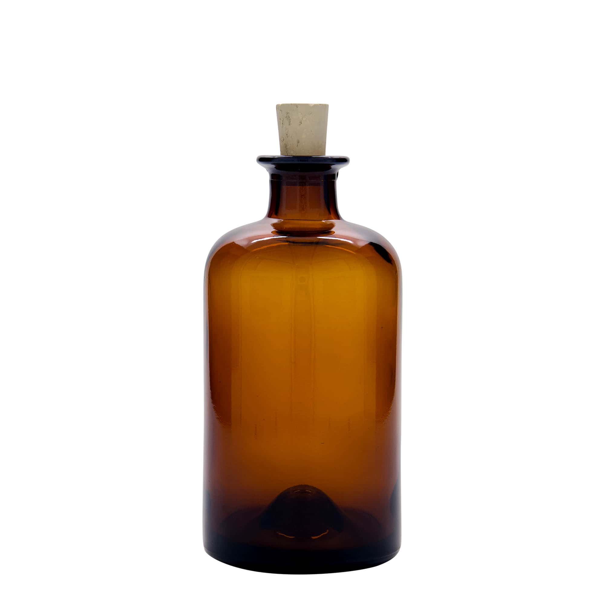 500 ml lékárnická skleněná láhev, hnědá, hrdlo: korek
