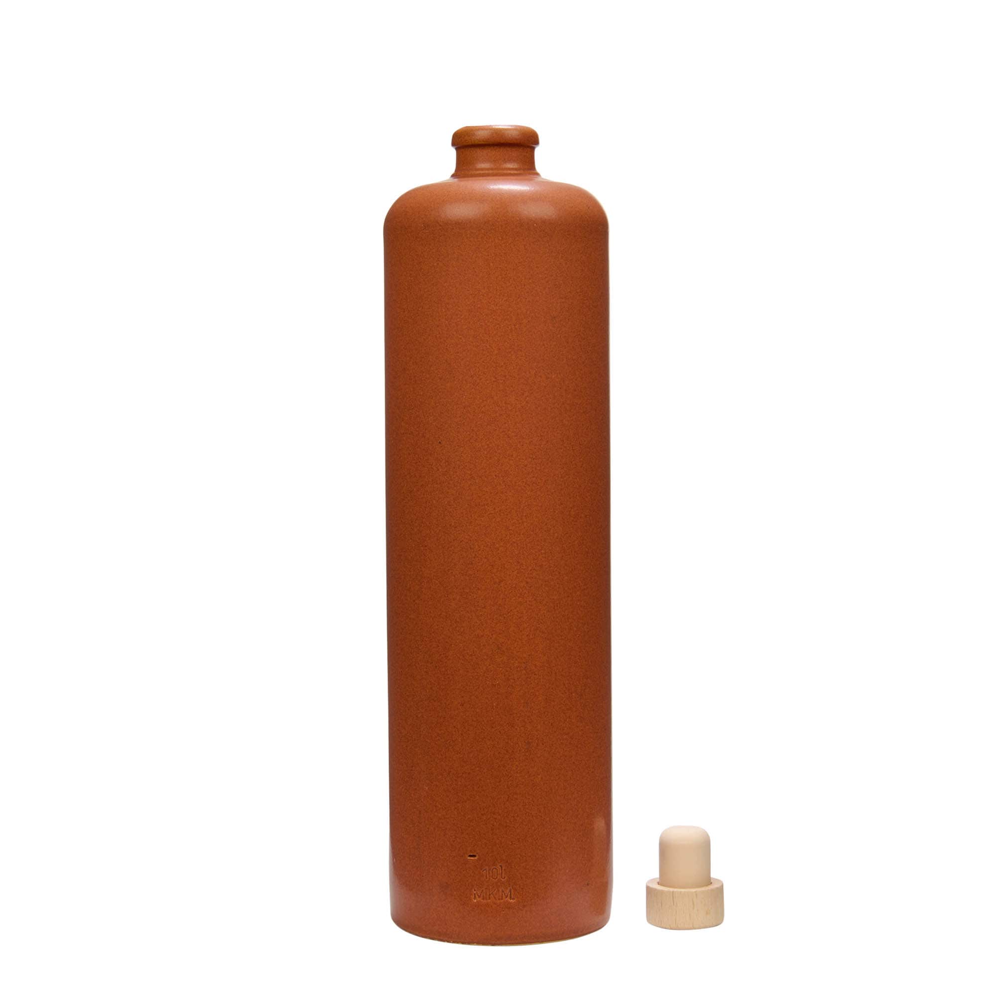 1.000 ml džbán na barvu, kamenina, červeno-hnědý, hrdlo: korek