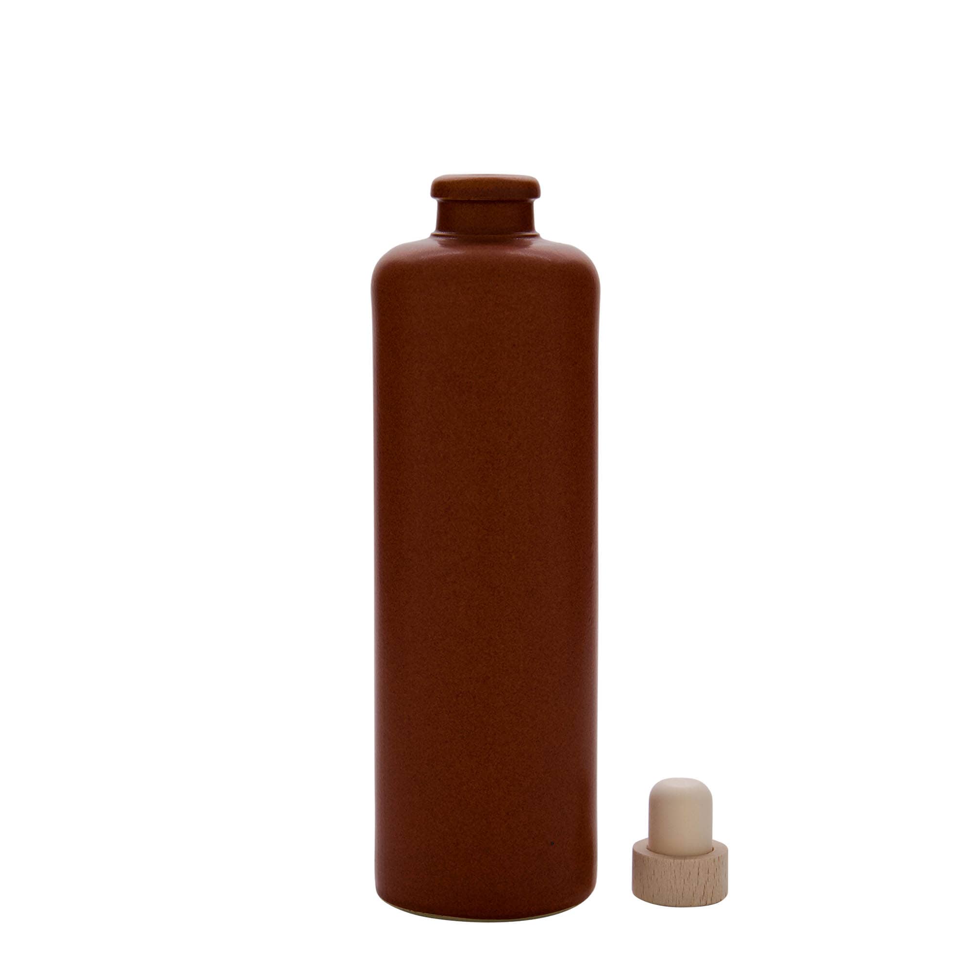 500 ml hliněný džbán, kamenina, červeno-hnědý, hrdlo: korek
