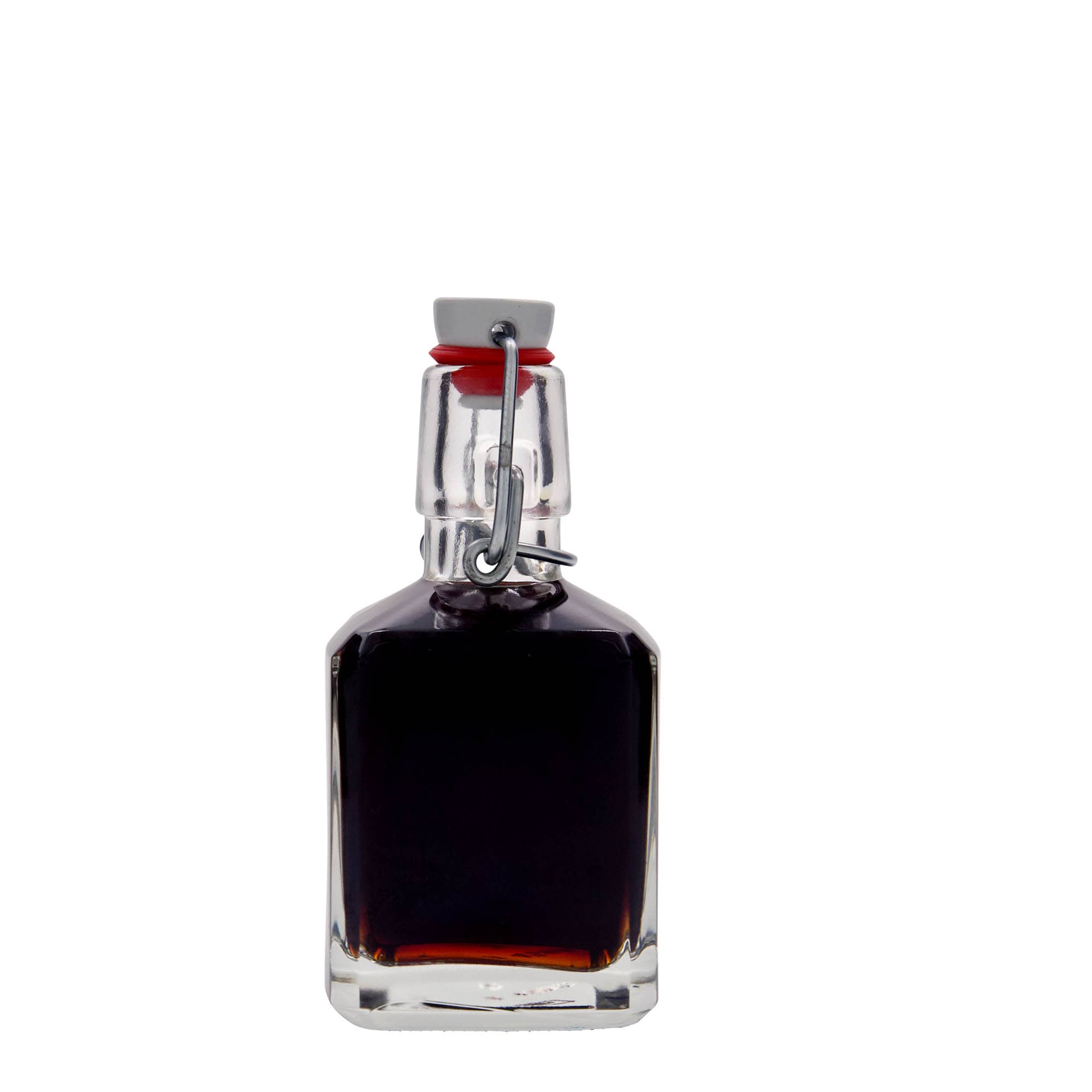 Skleněná lahev 200 ml 'Kubica', čtvercová, uzávěr: třmenový uzávěr