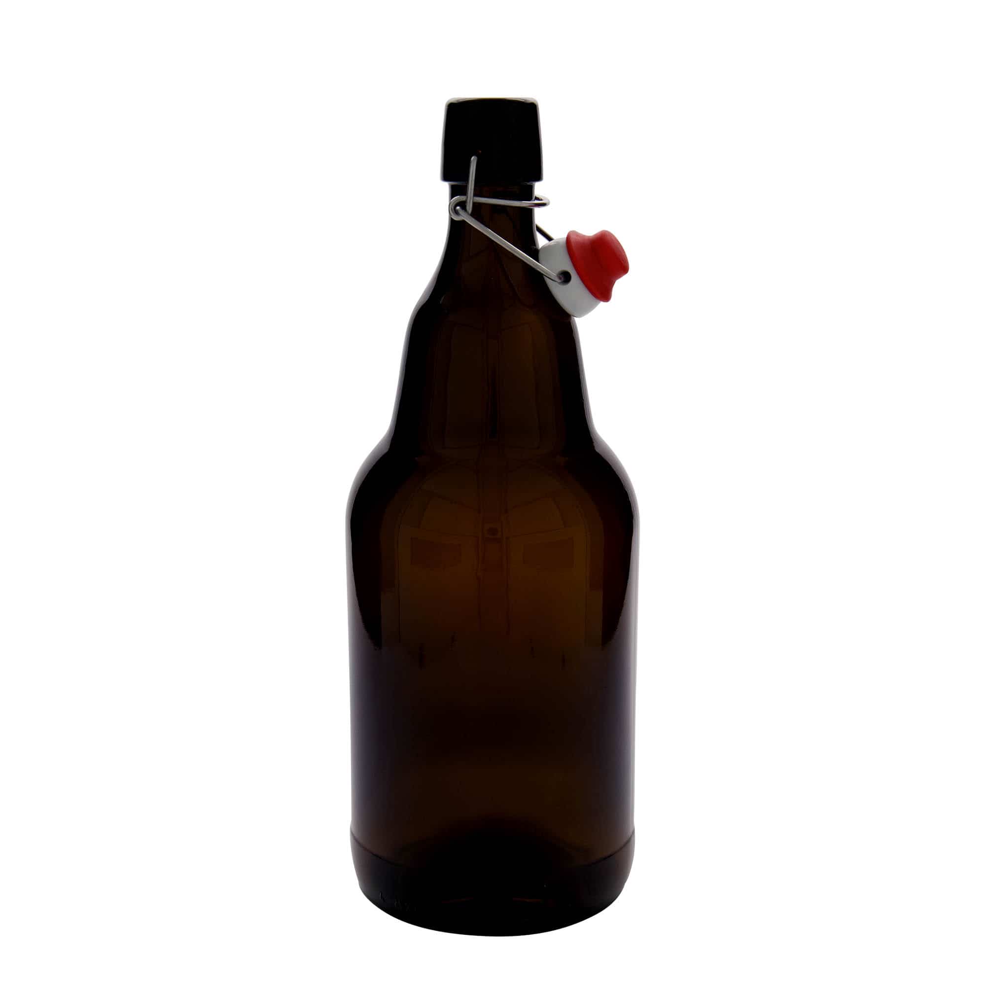 2.000 ml pivní láhev, sklo, hnědá, hrdlo: páčkový uzávěr