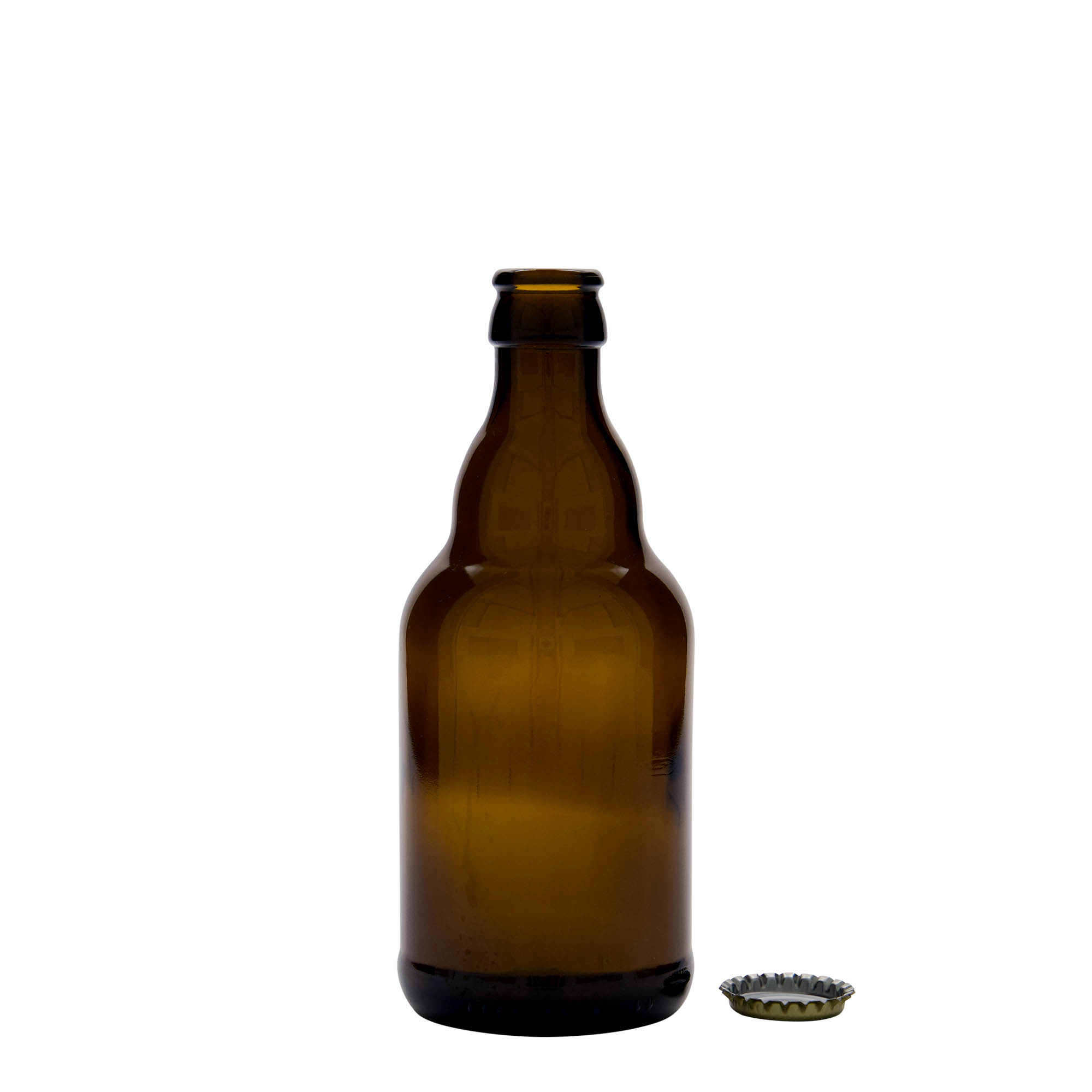 330 ml pivní láhev „Steinie“, sklo, hnědá, uzávěr: korunkový uzávěr