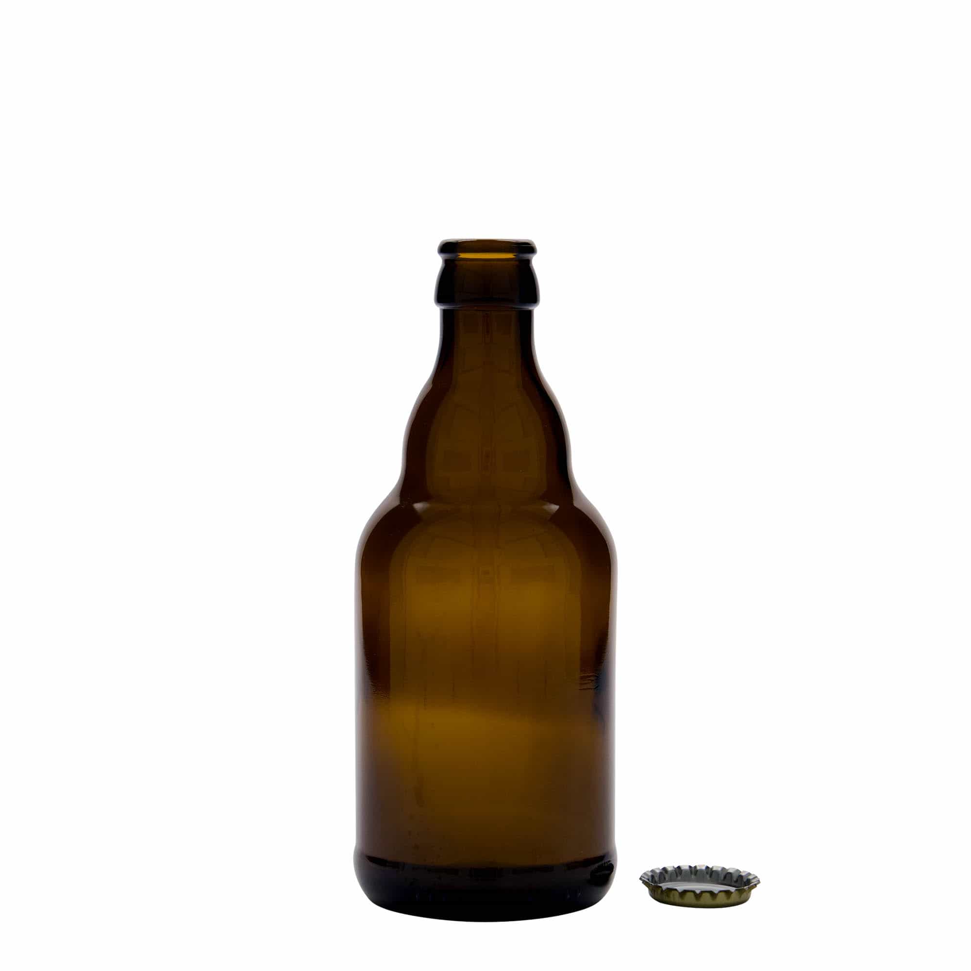 330 ml pivní láhev „Steinie“, sklo, hnědá, uzávěr: korunkový uzávěr