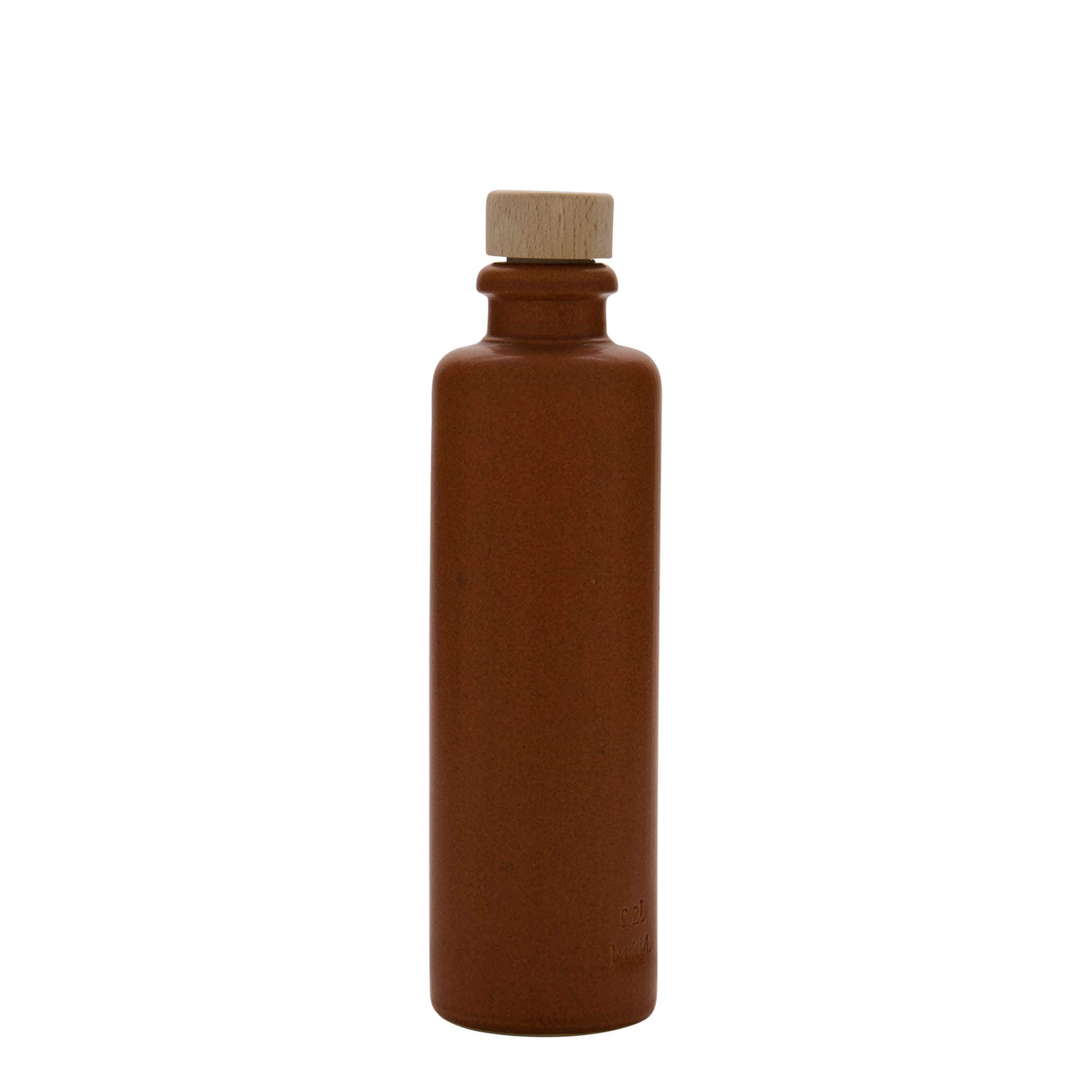 200 ml hliněný džbán, kamenina, červeno-hnědý, hrdlo: korek