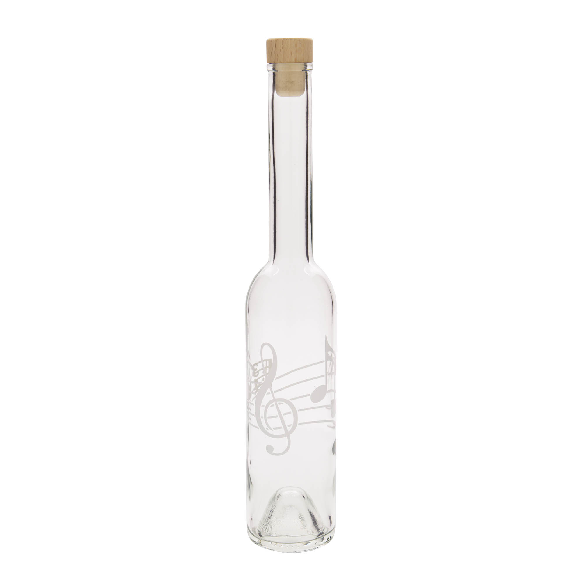 350 ml skleněná láhev 'Opera', motiv: noty, hrdlo: korek