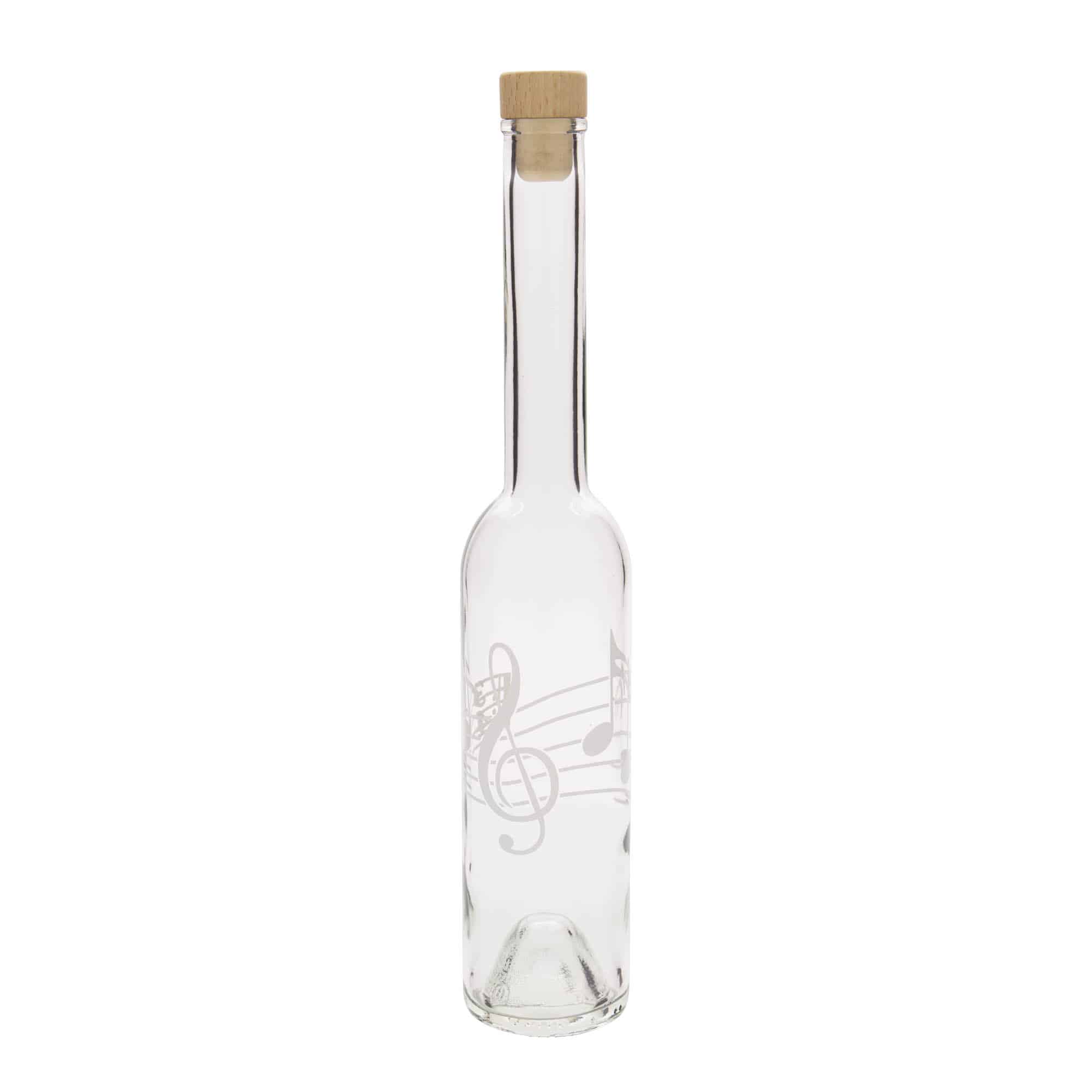 350 ml skleněná láhev 'Opera', motiv: noty, hrdlo: korek