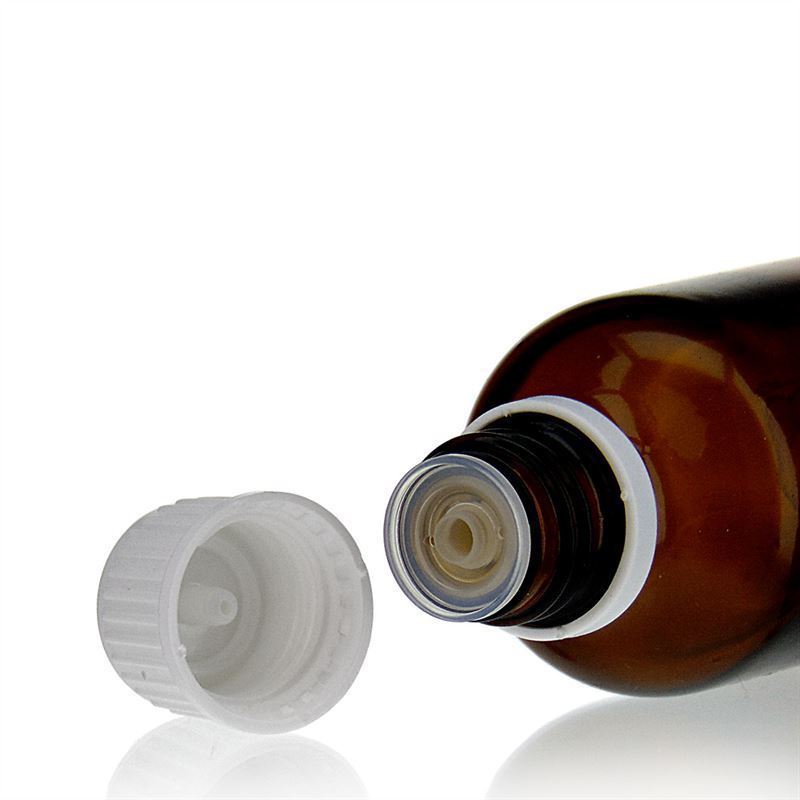 Uzávěr se šroubováním s kapátkem, PE plast, bílý, pro hrdlo: DIN 18 Uzávěr se šroubováním s kapátkem, PE plast, bílý, pro hrdlo: DIN 18