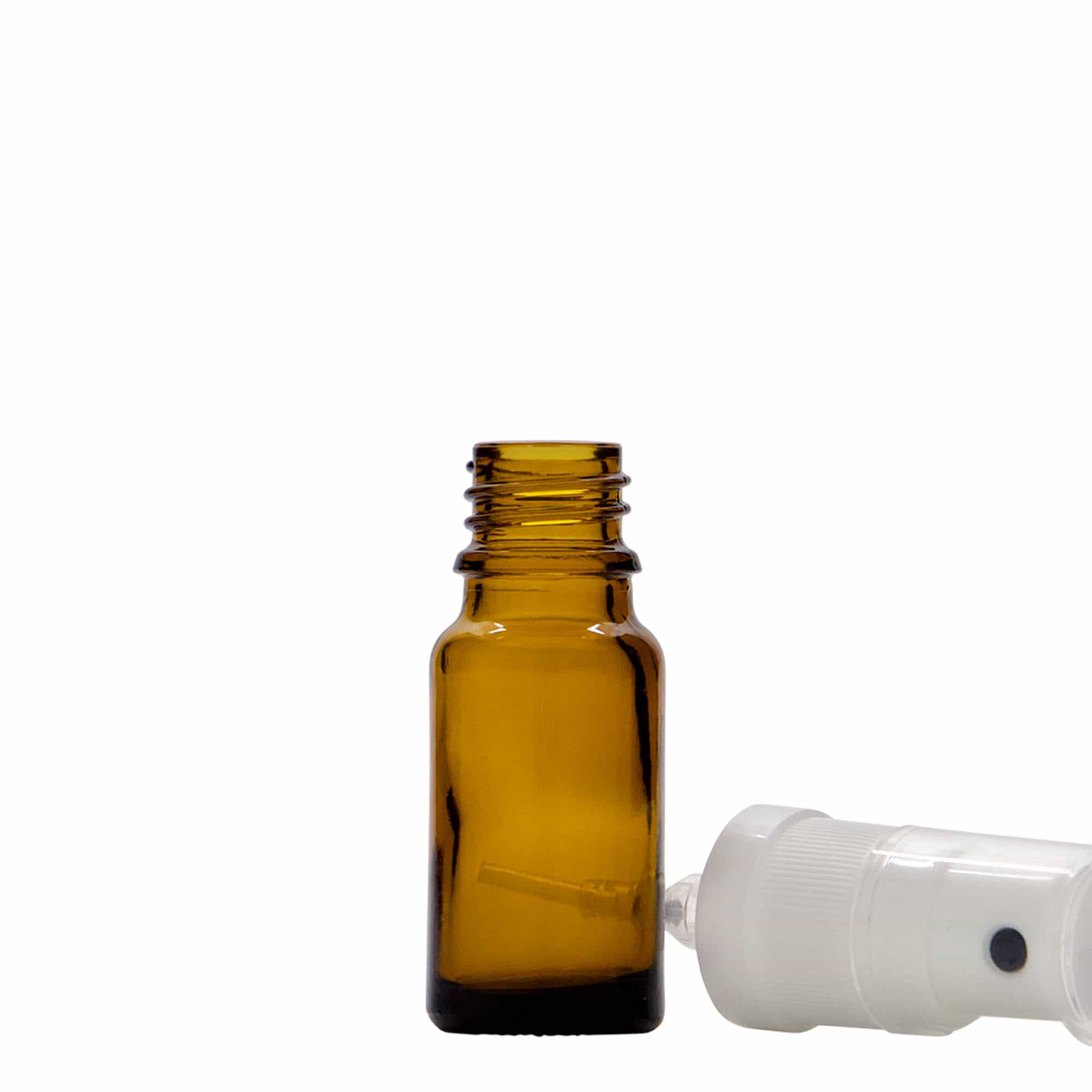 10 ml lékovka se sprejem, sklo, hnědá, hrdlo: DIN 18