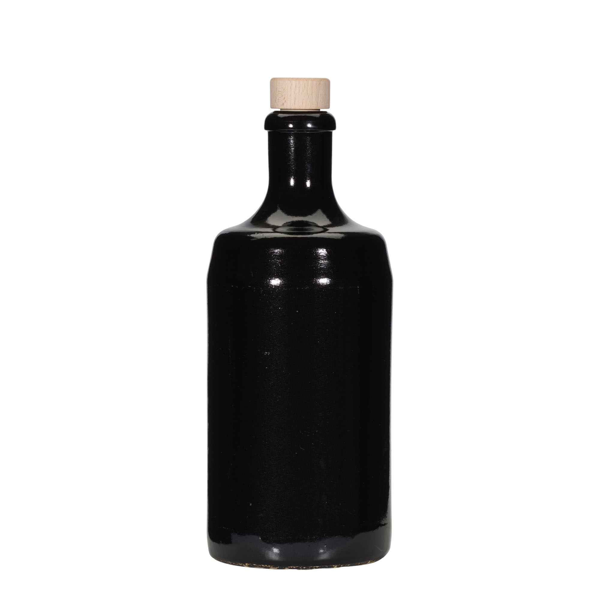 700 ml keramický džbán „Calvados, kamenina, černý, hrdlo: korek“