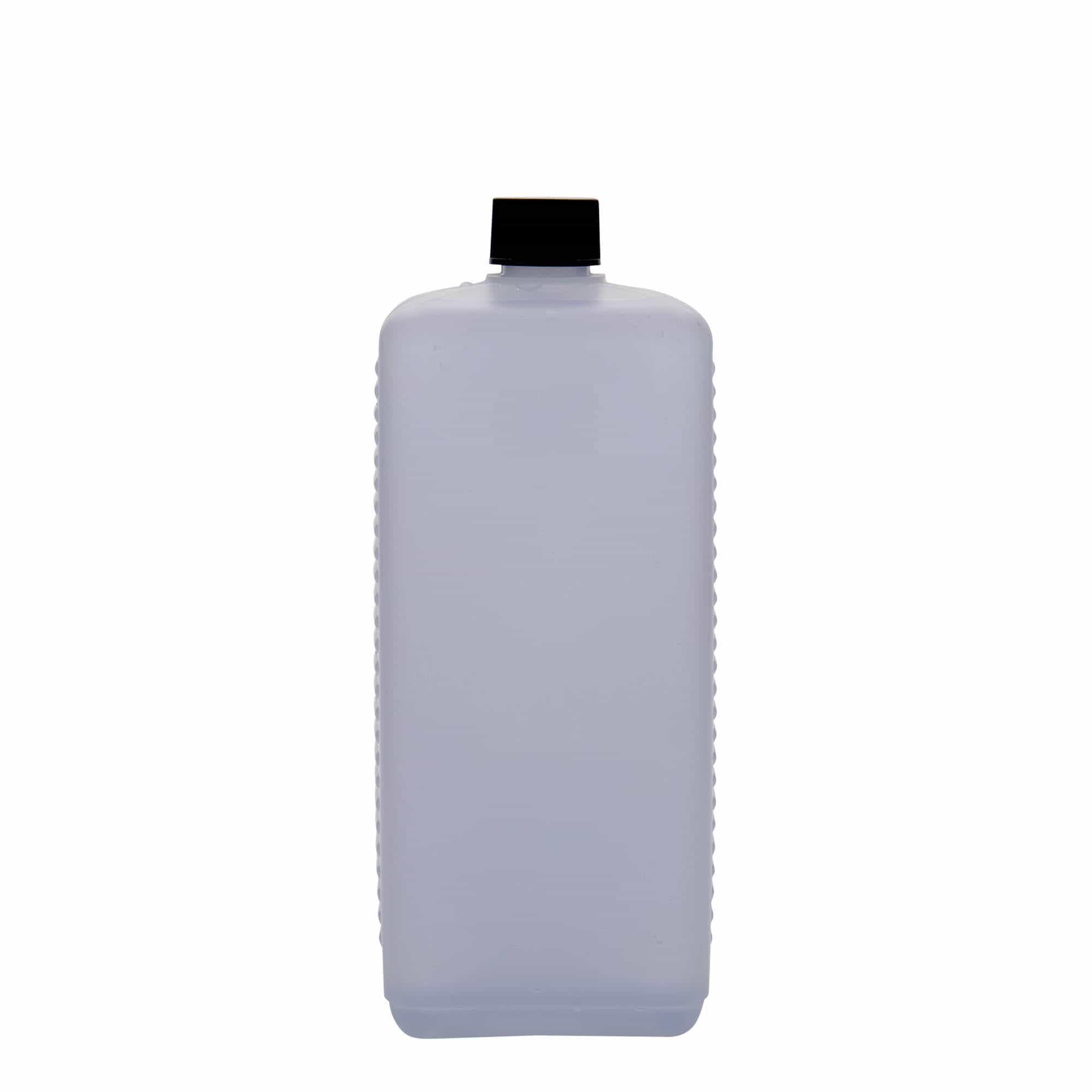 Kanystr 1000 ml, hranatý, plast HDPE, přírodní, uzávěr: DIN 25 EPE