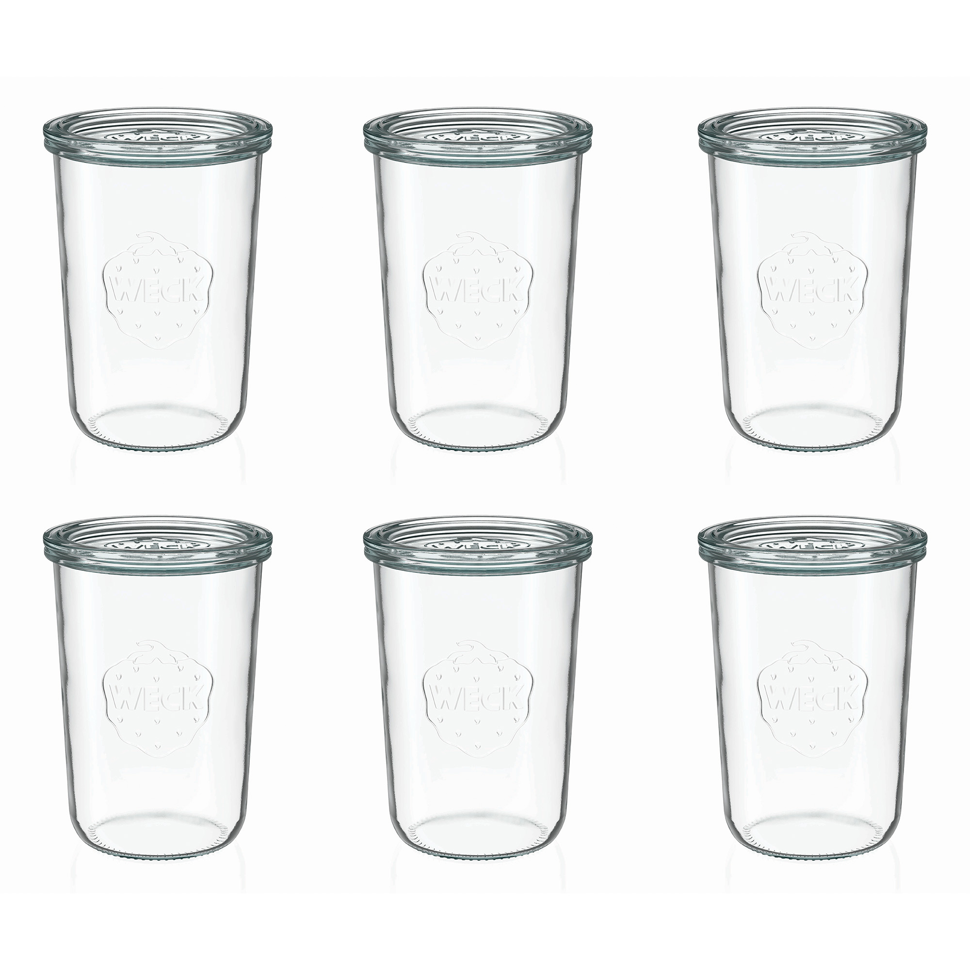 6x 850 ml WECK zavařovací sklenice se skleněným víčkem RR 100