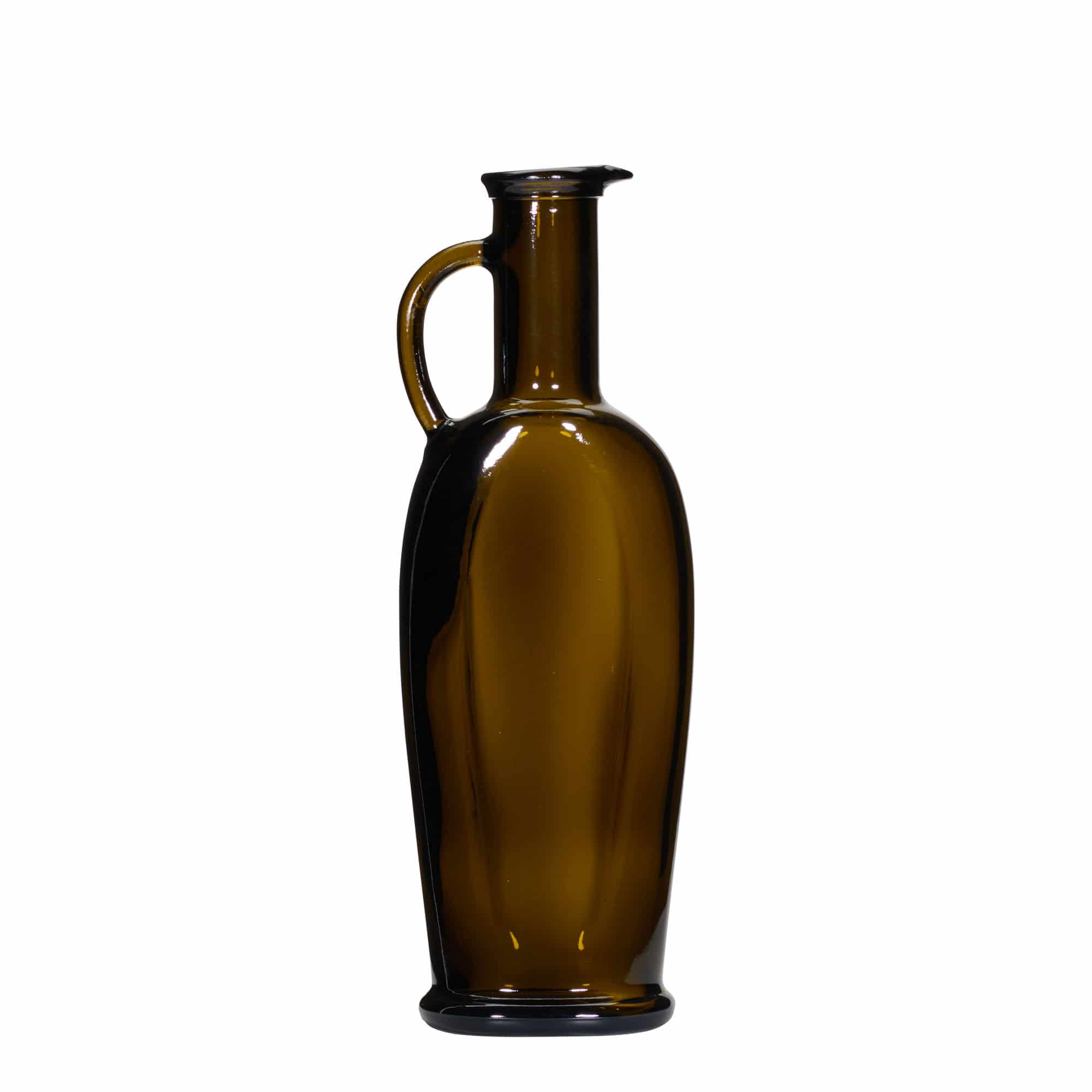 250 ml skleněná láhev 'Eleganta', oválná, antik zelená, hrdlo: korek