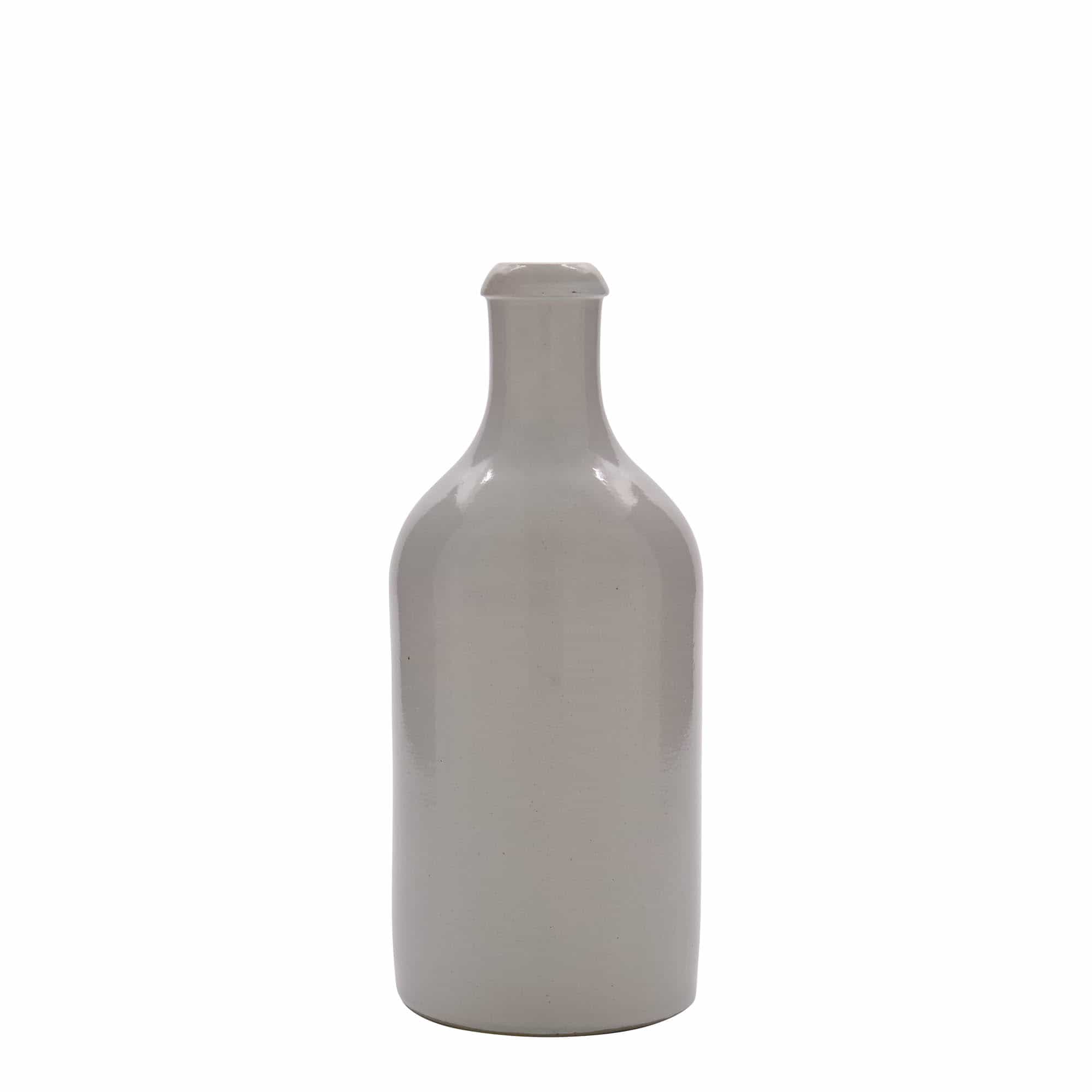 Hliněný džbán 500 ml, keramika, bílý, uzávěr: korek