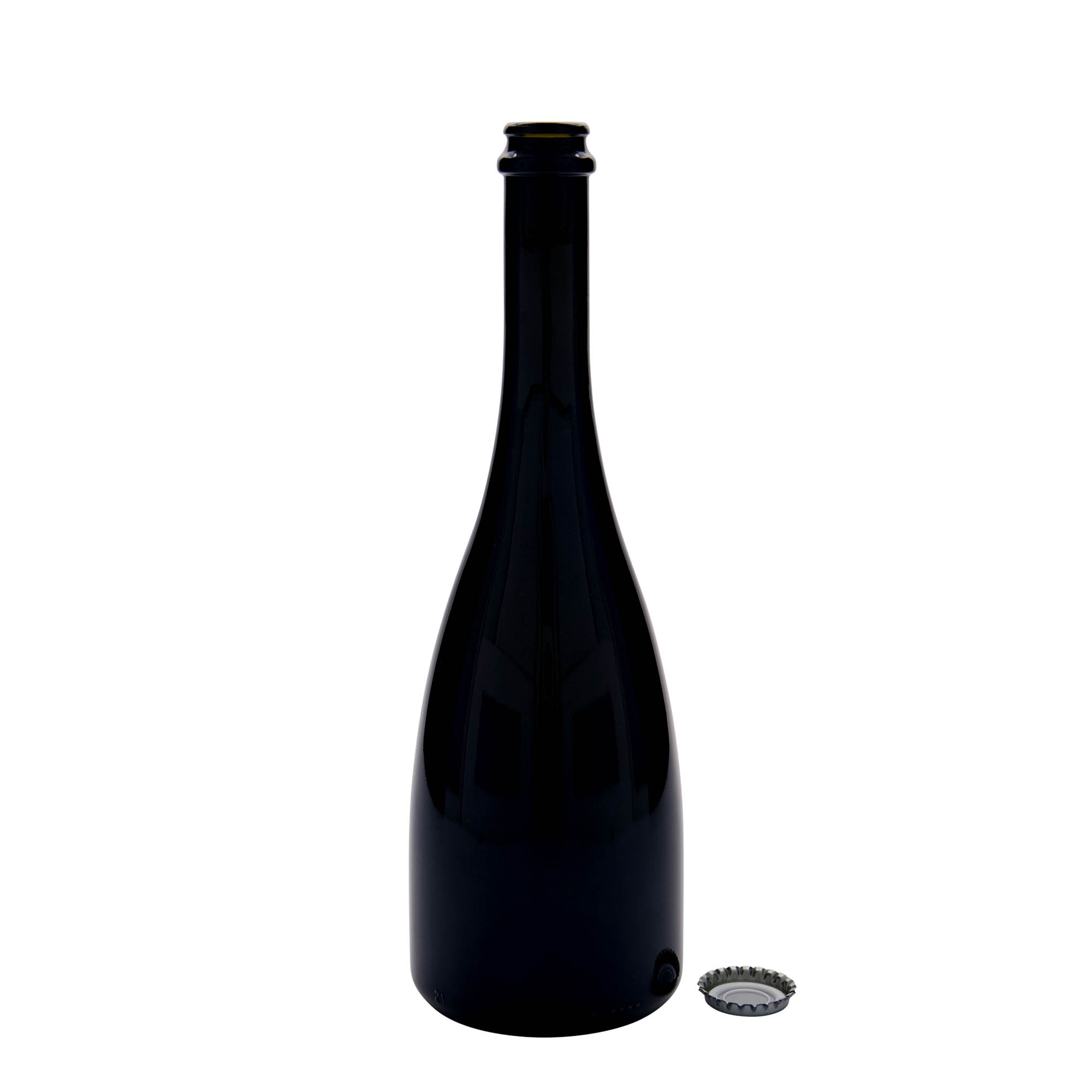 750 ml pivní / sektová lahev „Tosca“, sklo, antikně zelená, hrdlo: korunkový uzávěr