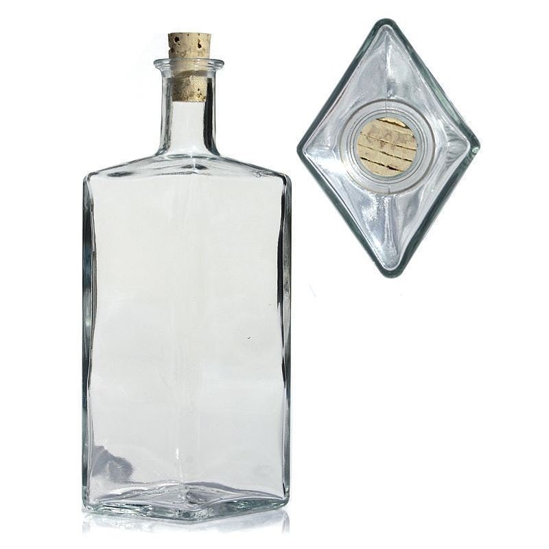 500 ml skleněná láhev 'Riva', kosočtverečná, hrdlo: korek