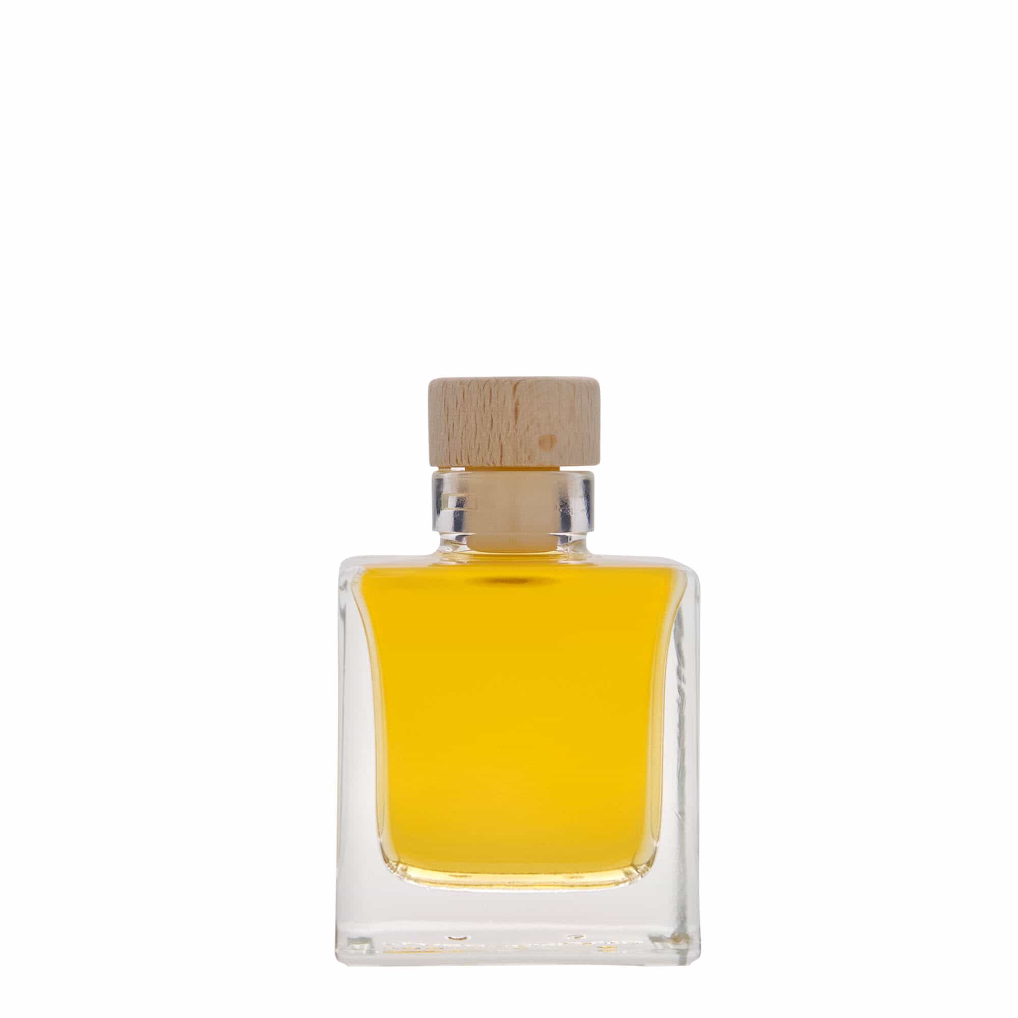 Skleněná lahev 100 ml 'Cube', čtvercová, uzávěr: korek
