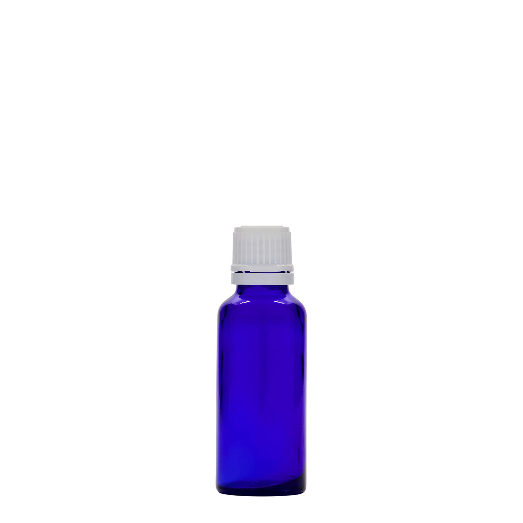 30 ml lékovka, sklo, královská modř, hrdlo: DIN 18