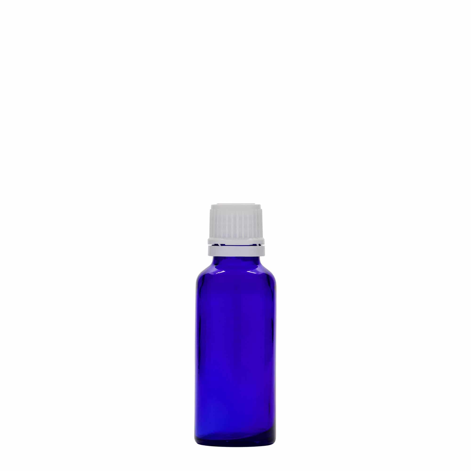 30 ml lékovka, sklo, královská modř, hrdlo: DIN 18