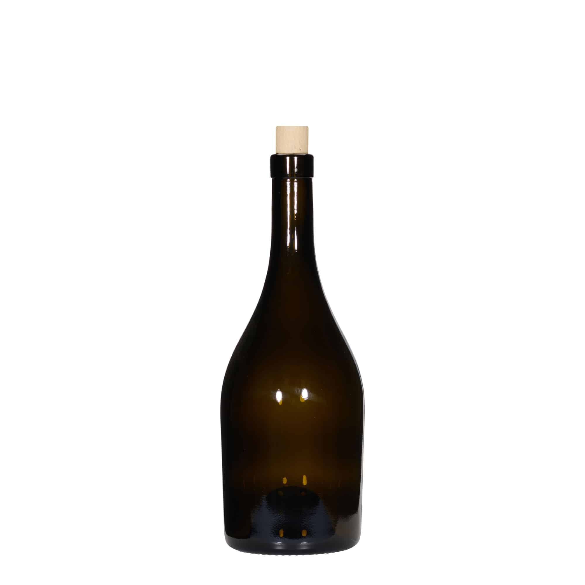 750 ml lahve na víno 'Exclusive', antikzelená, hrdlo: korek