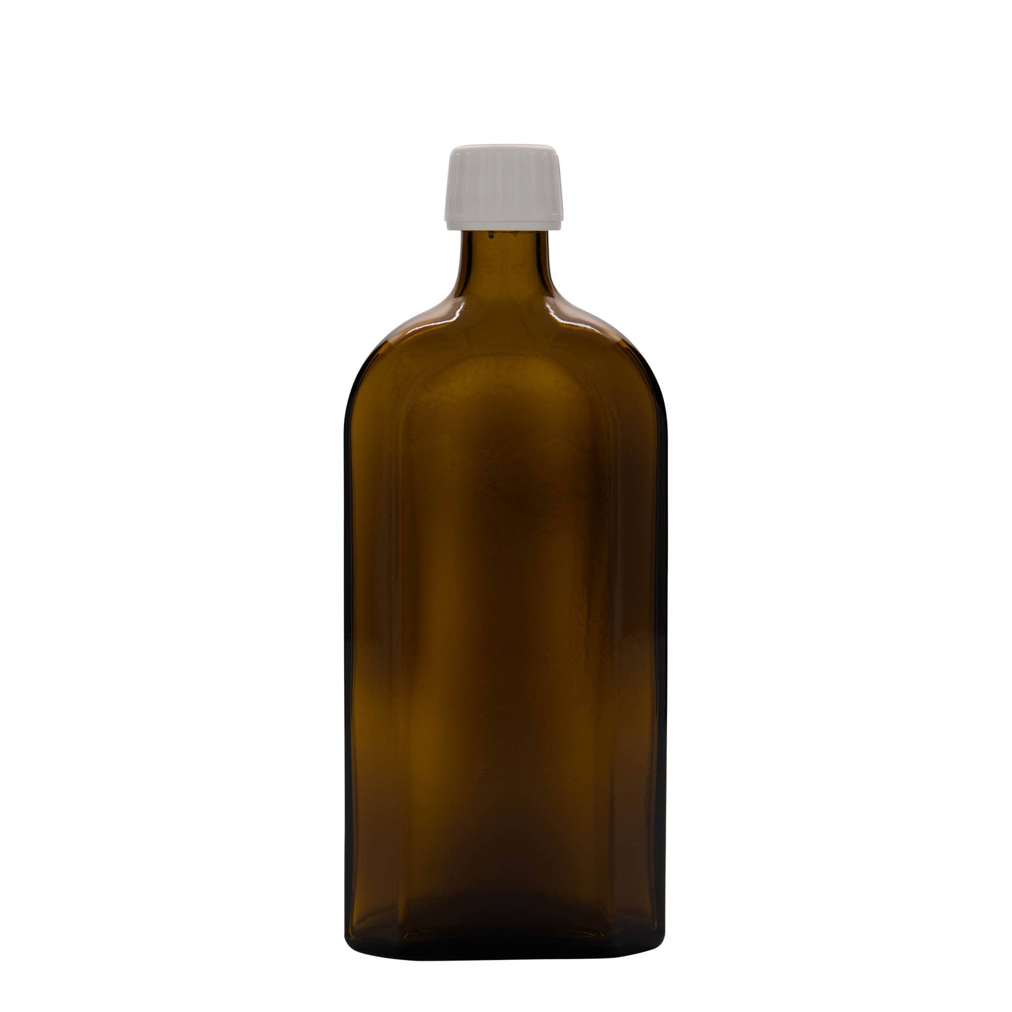 500 ml lékovka Meplat, oválná, sklo, hnědá, hrdlo: PP 28