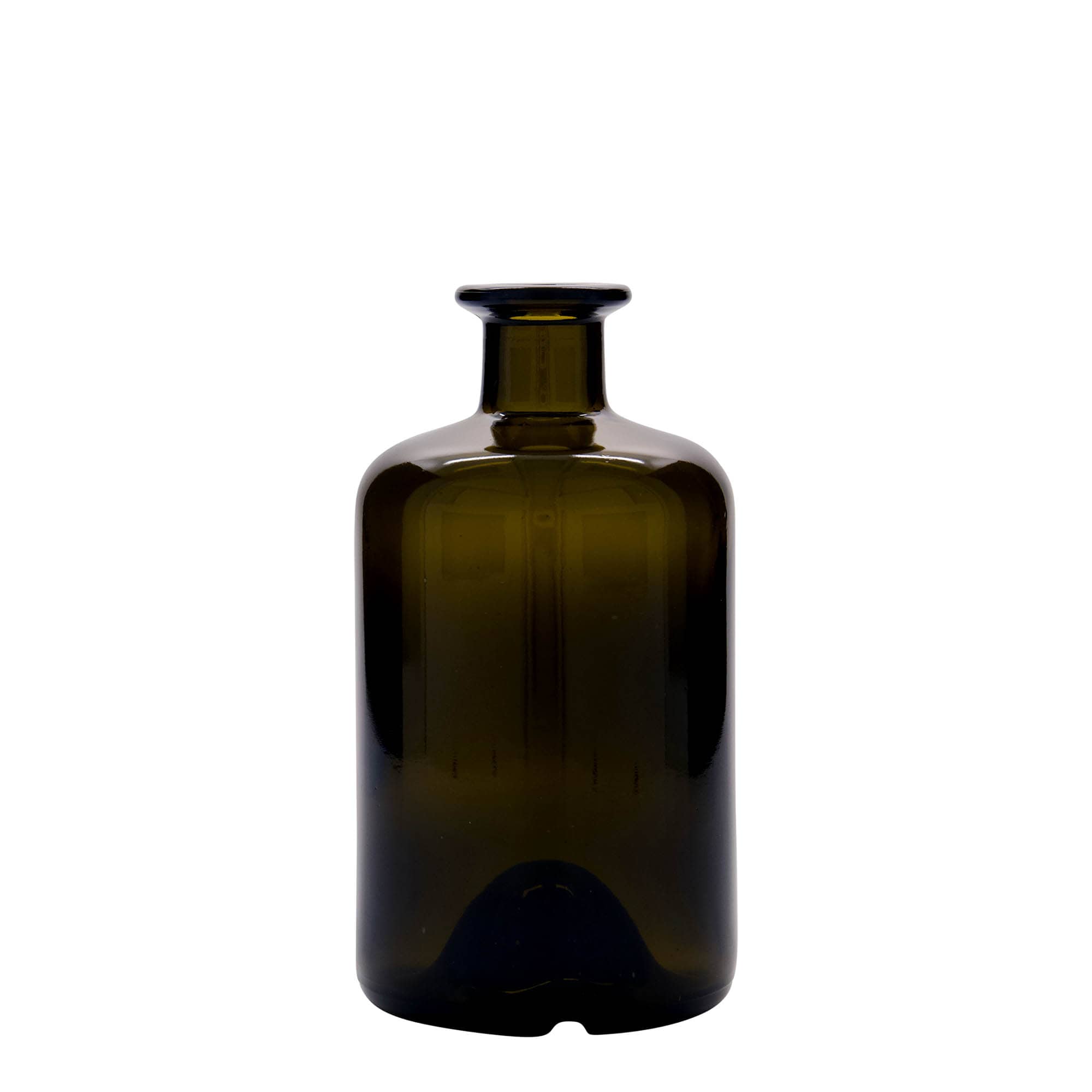 500 ml lékárenská skleněná láhev, antik zelená, hrdlo: korek