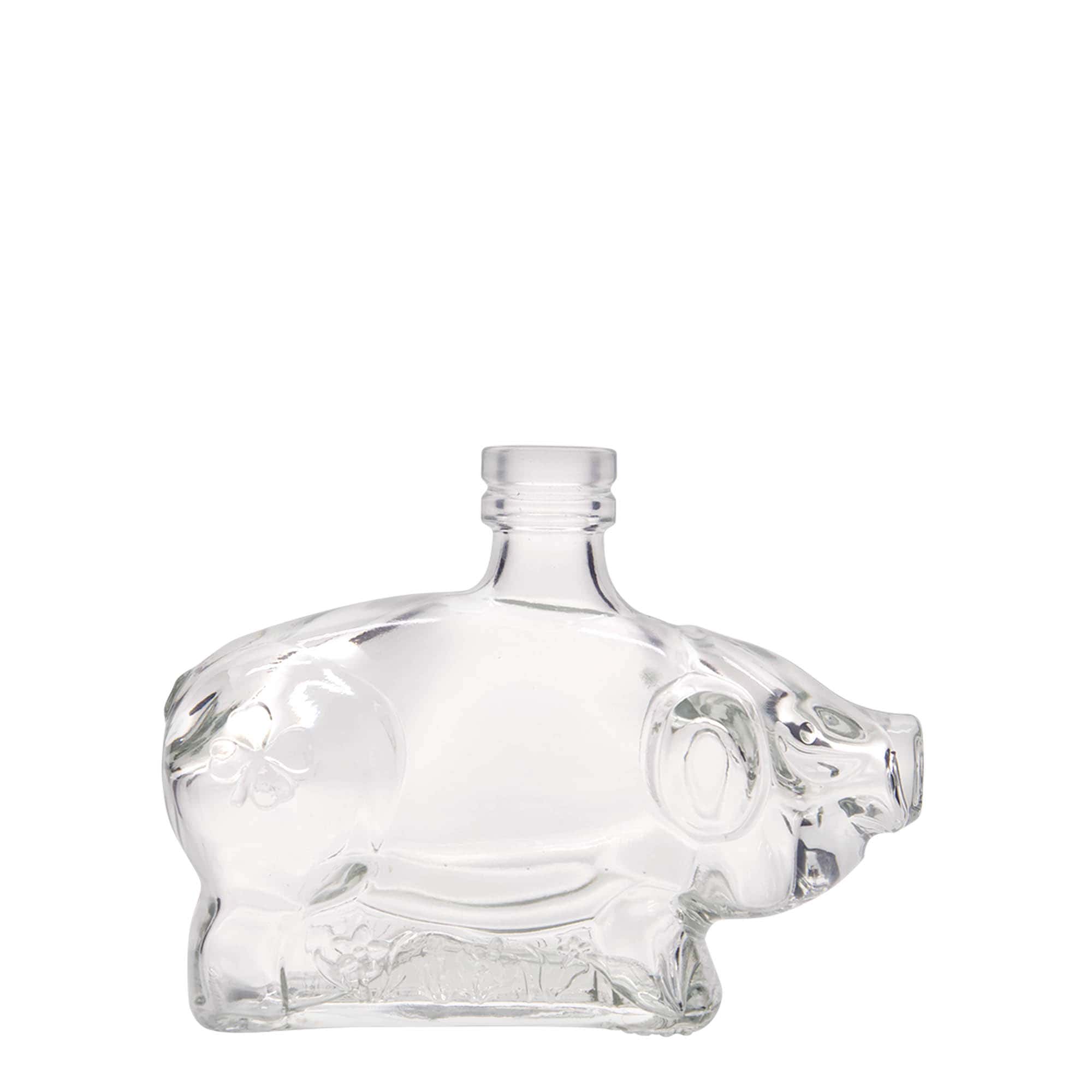 200 ml skleněná láhev 'Štěstí prasátko', hrdlo: korek