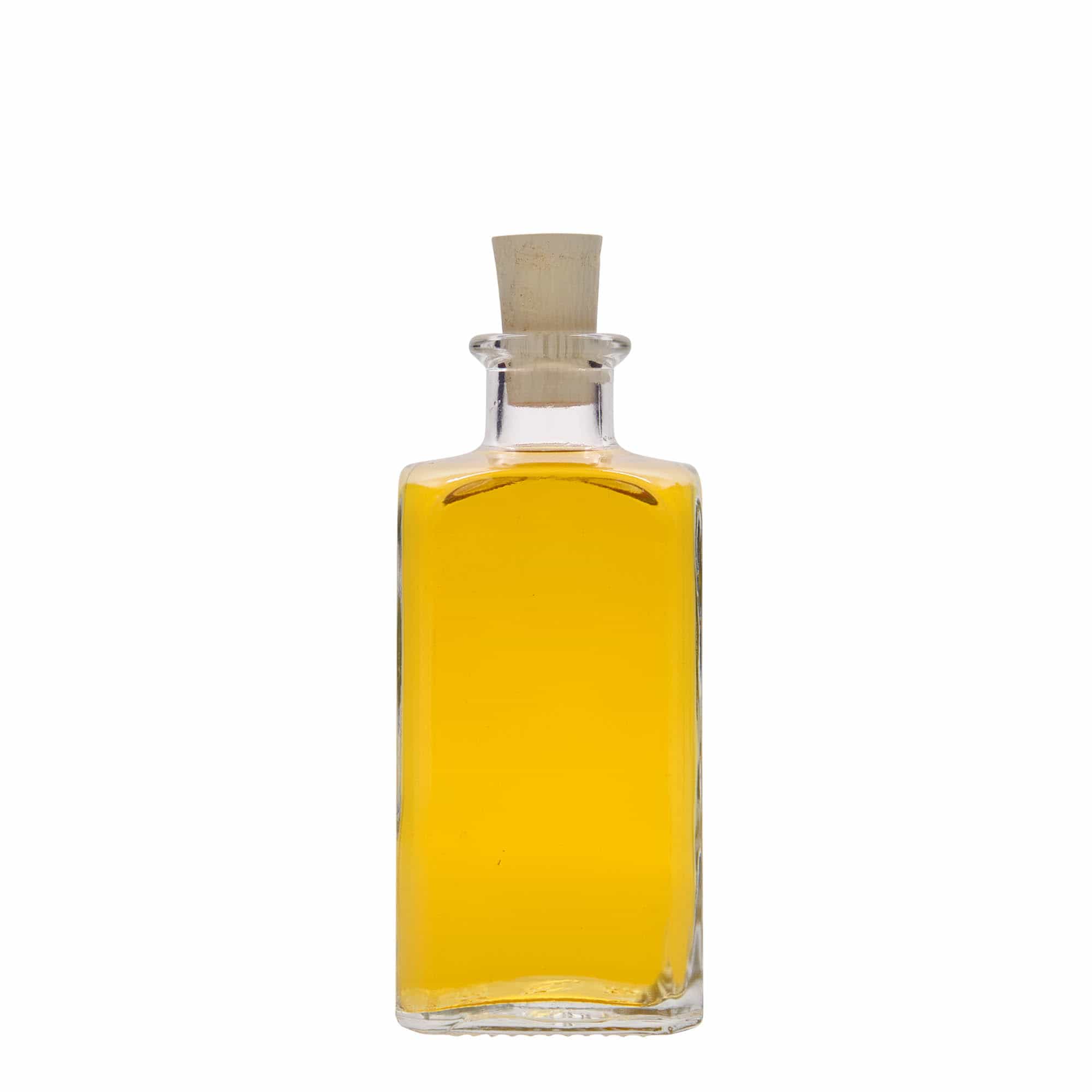 Skleněná lahev 250 ml lékárenská Carré, hranatá, uzávěr: korek