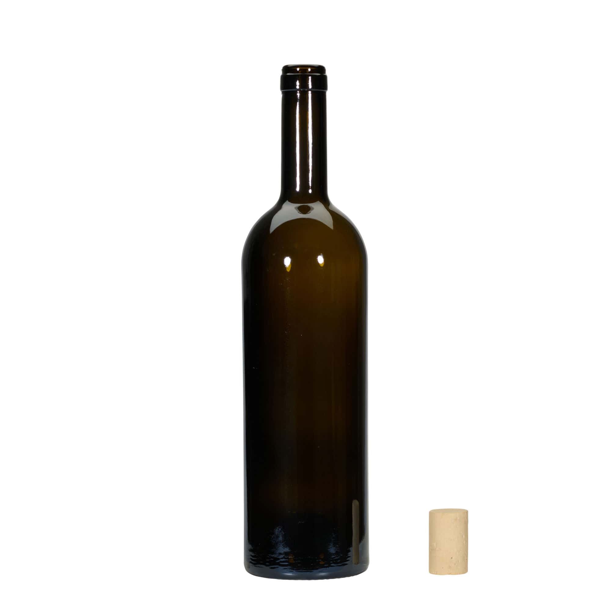 750 ml vinná láhev 'Golia', antik zelená, hrdlo: korek