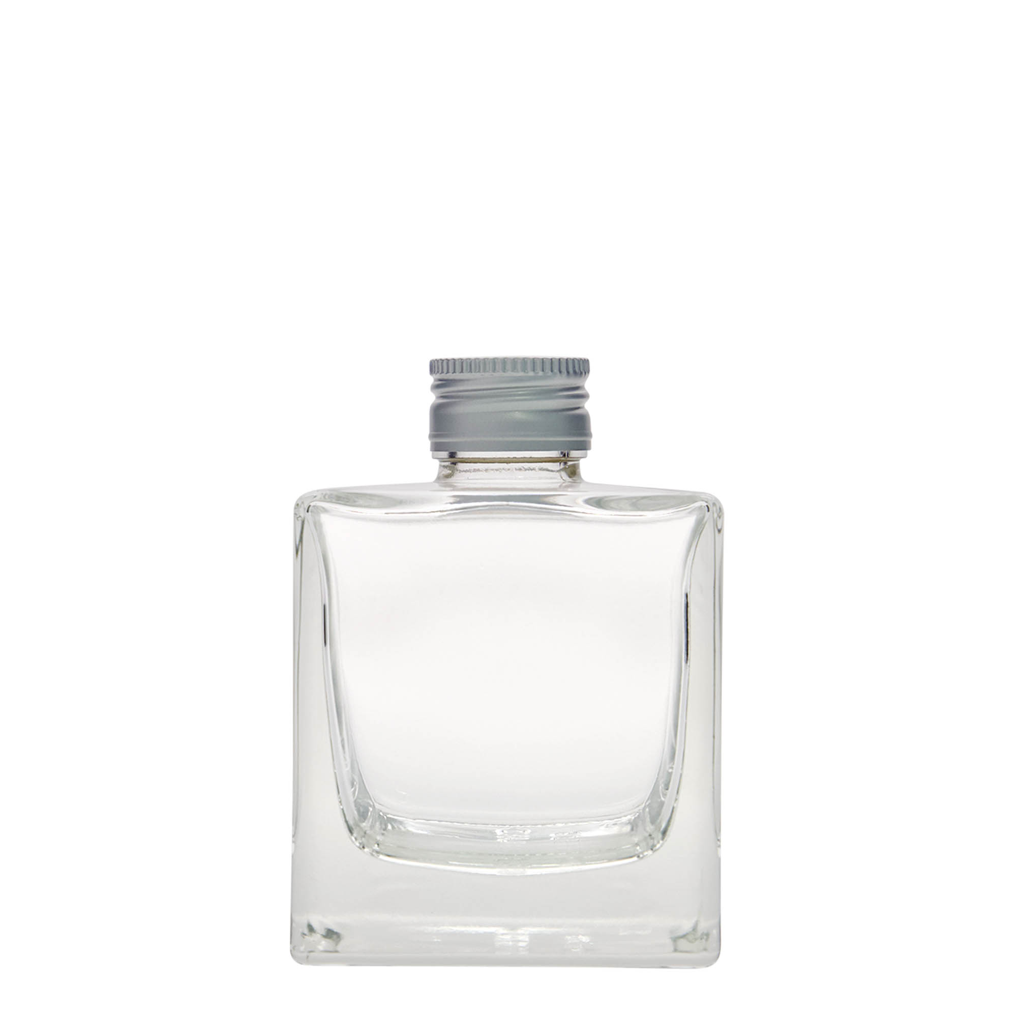 200 ml skleněná láhev 'Cube', čtvercová, hrdlo: PP 28
