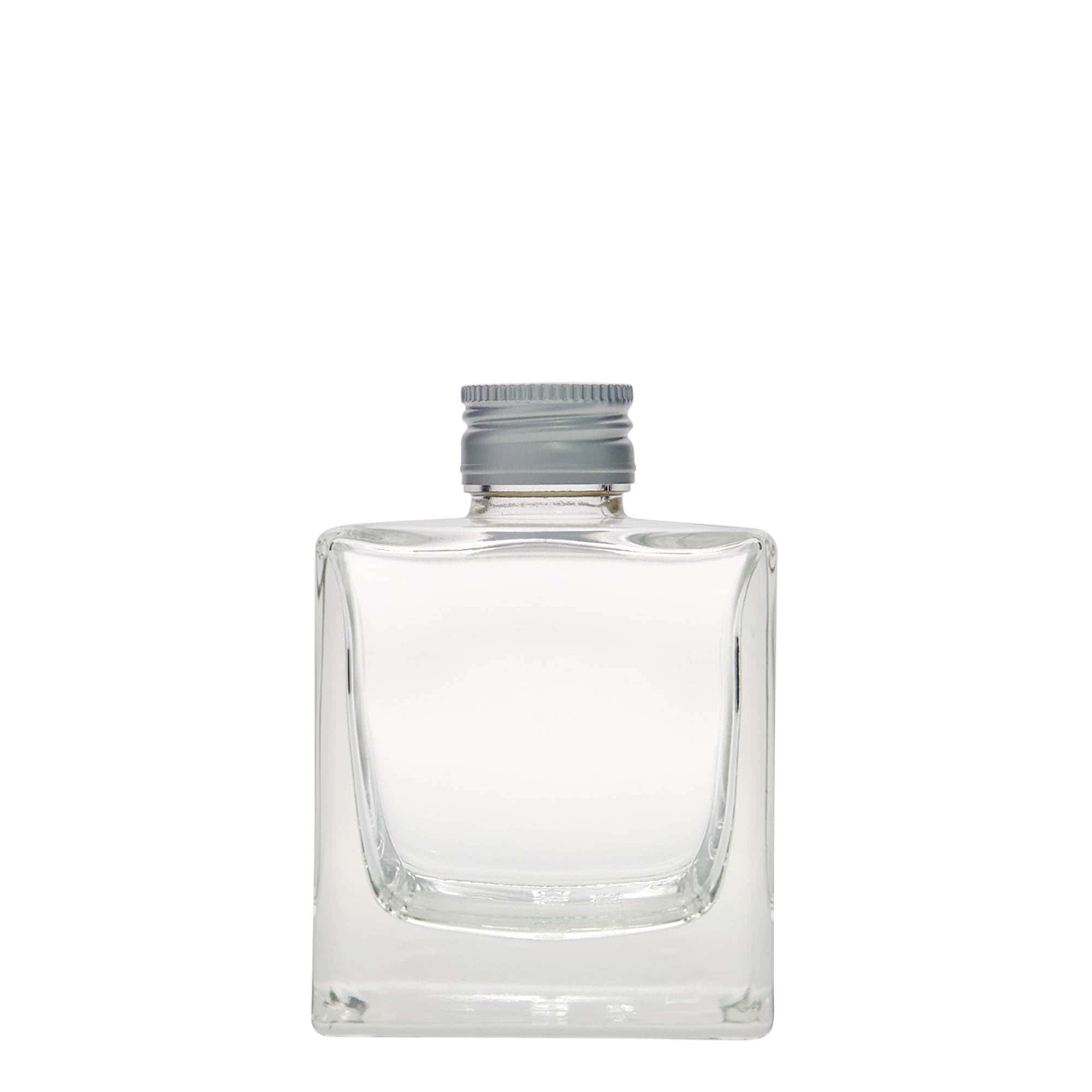 200 ml skleněná láhev 'Cube', čtvercová, hrdlo: PP 28