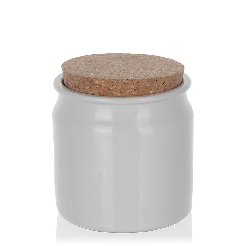 Kameninový hrnec 160 ml, keramika, bílá, uzávěr: korek