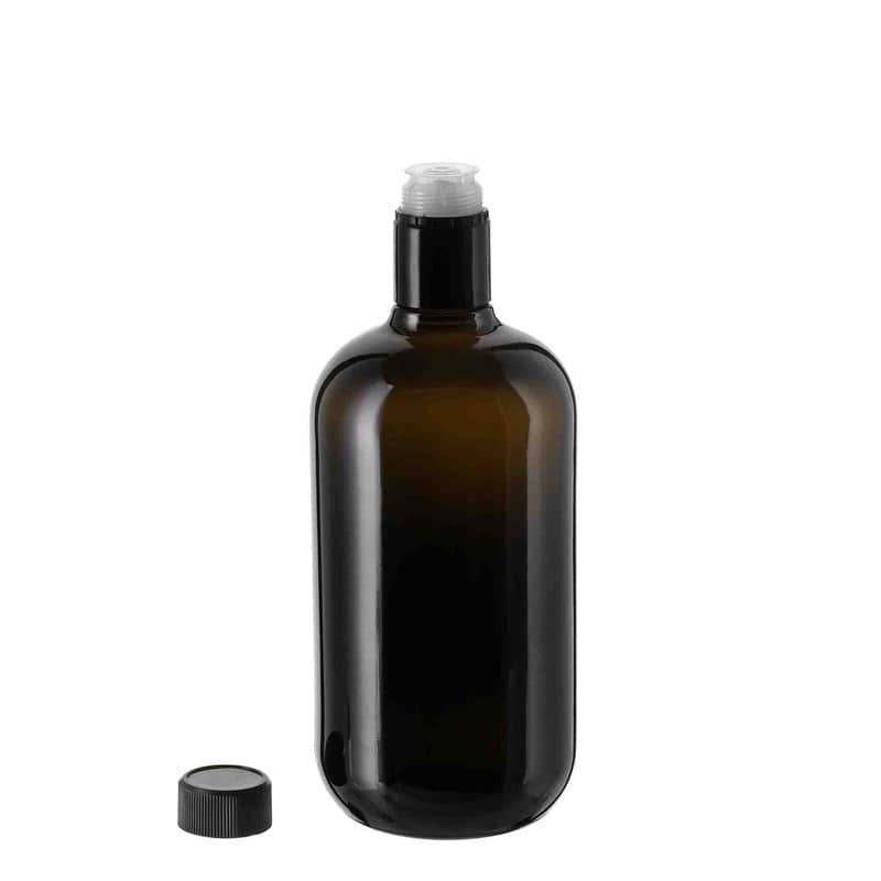 Lahev na ocet/olej 750 ml 'Biolio', sklo, starožitná zelená, ústí: DOP