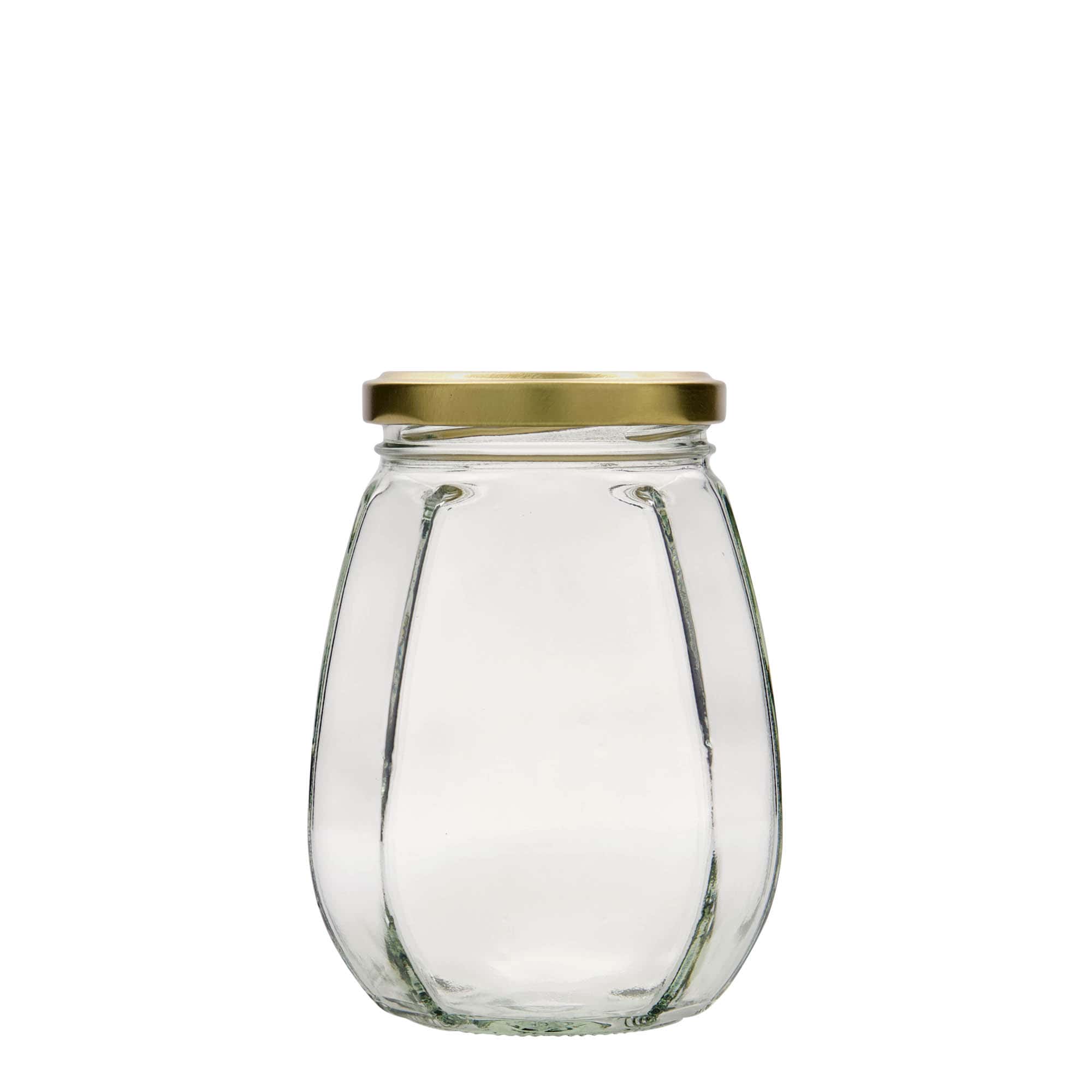 Ozdobná sklenice 385 ml , šestiúhelníková, uzávěr: Twist Off (TO 63)